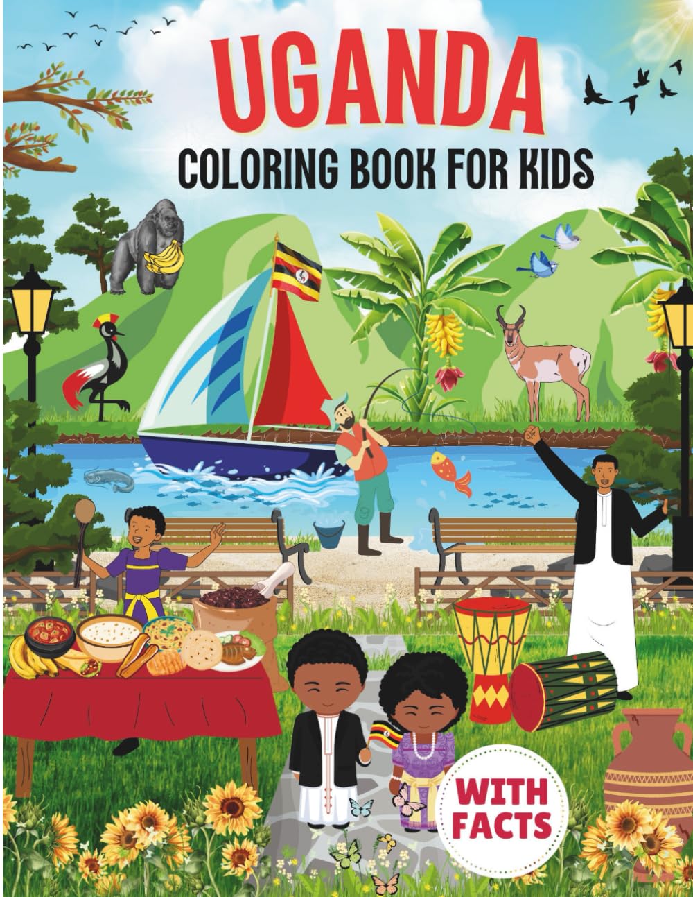 Uganda Coloring Book for Kids with facts
