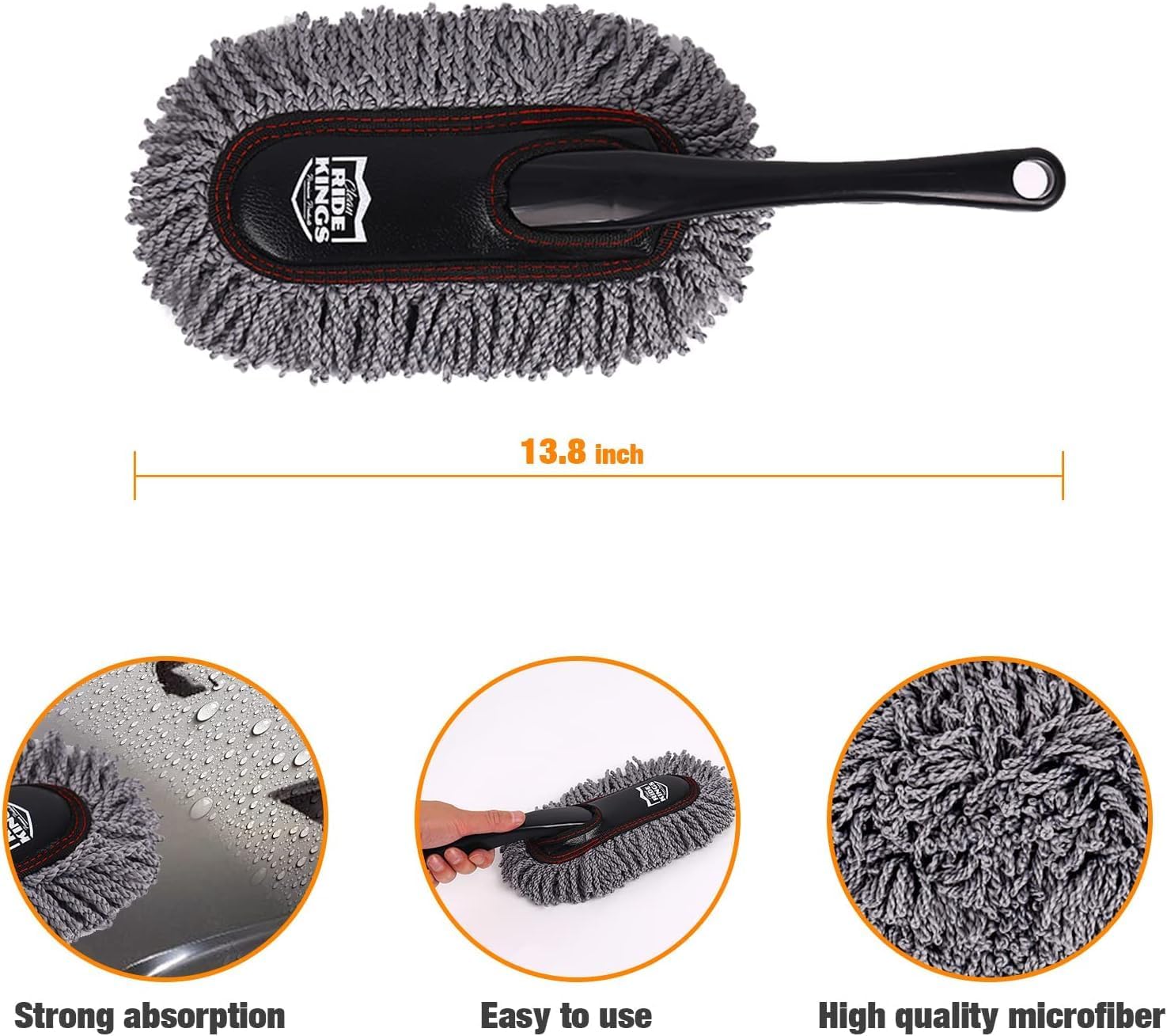 Car Duster Grey Set-Stocking Stuffers Gifts for Men Women-Microfiber Multipurpose Duster,Interior & Exterior Cleaning Tools,Dashboard Detailing Brush,Scratch Free with Extendable Handle,2 Packs - Image 4