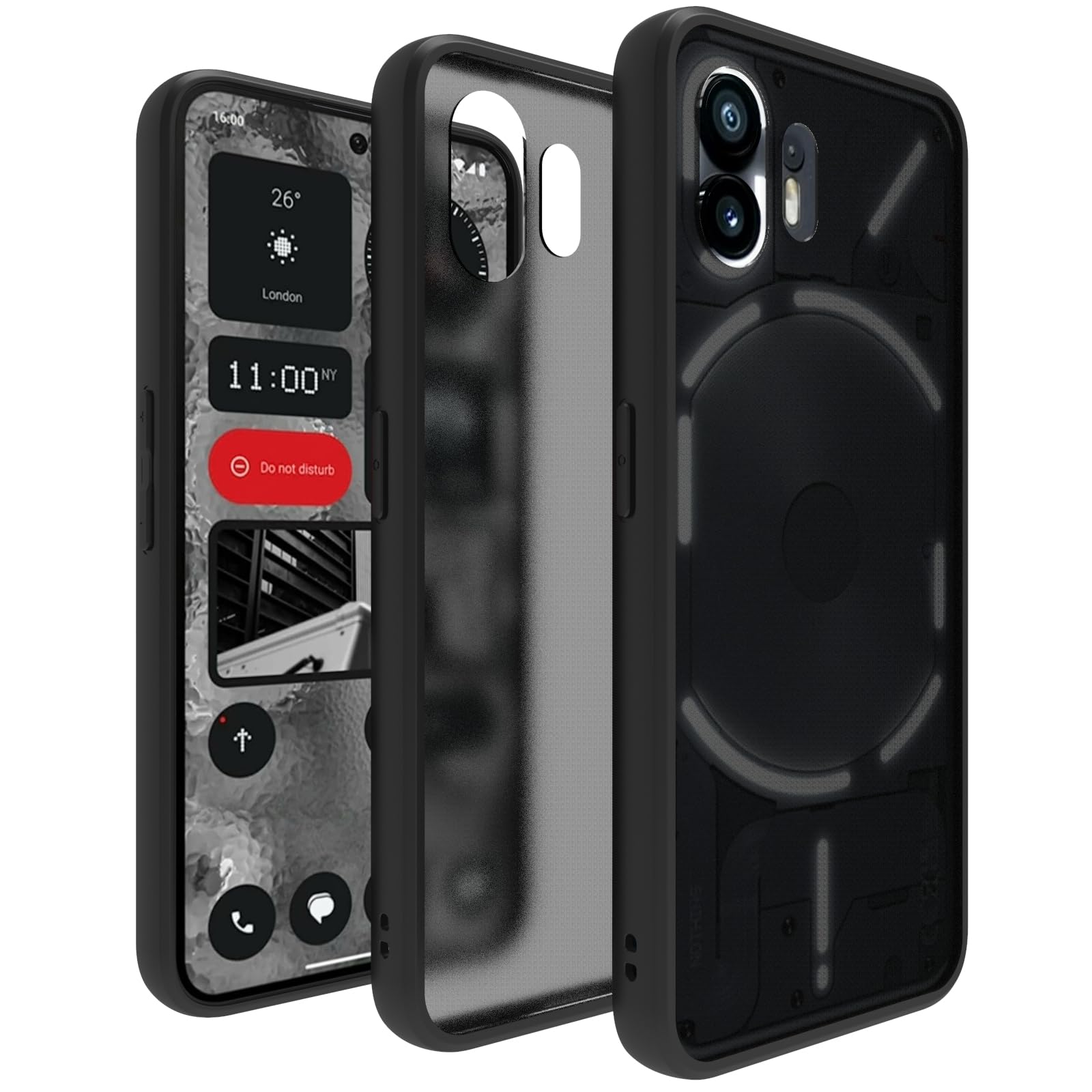 RIGGEAR Shockproof Sleek Hybrid Armor Back Cover Case for Nothing Phone 2 (Smoke Black Matte PC + Black TPU Bumper) (B0D427318F) Amazon Price History, Amazon Price Tracker
