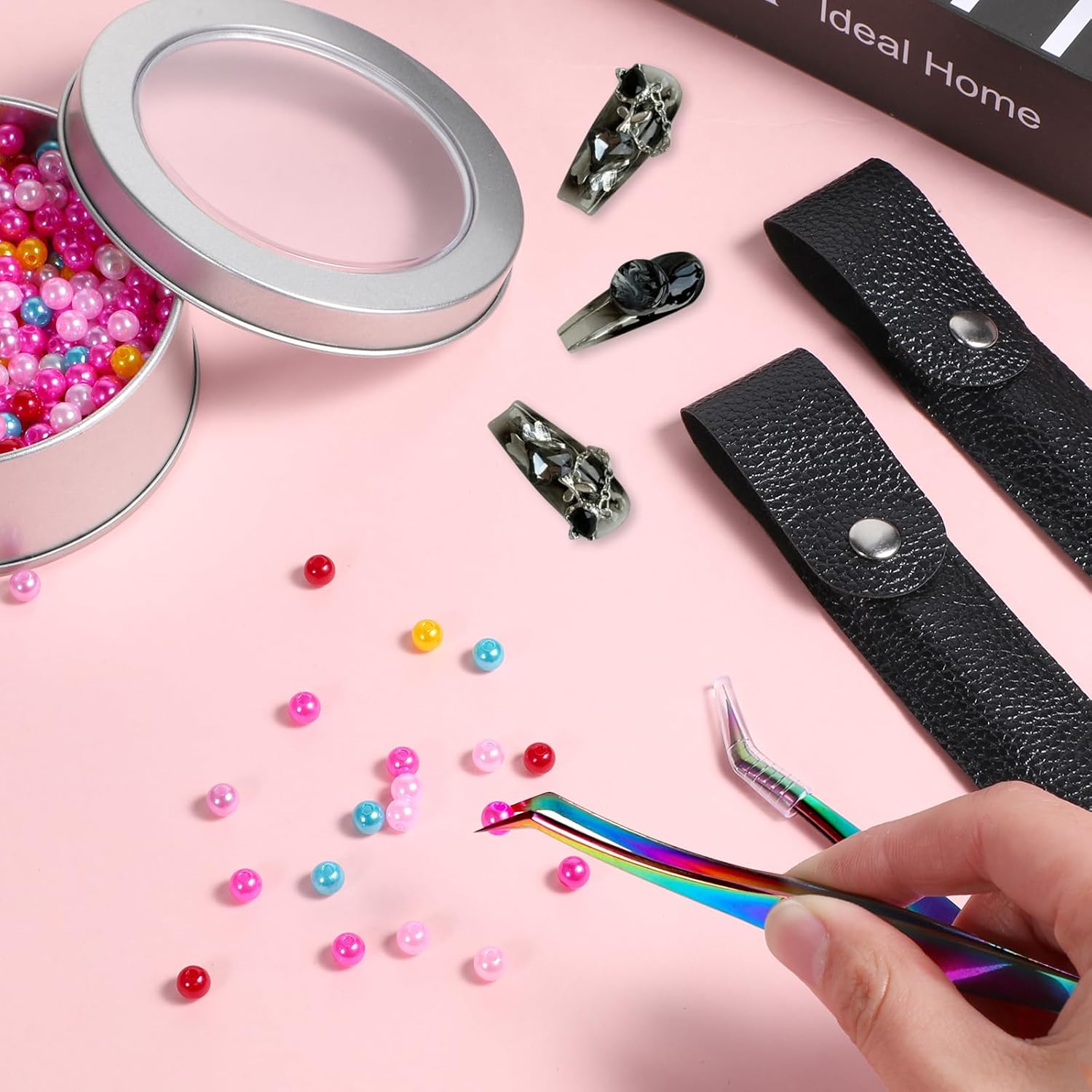 2 PCS Tweezers for Stickers, Craft Tweezers for Stickers, Curved Pointed Craft Tweezer, Rainbow Tweezer for DIY Precision Work, Eyelash Extension, Making Electronics and Laboratory Works