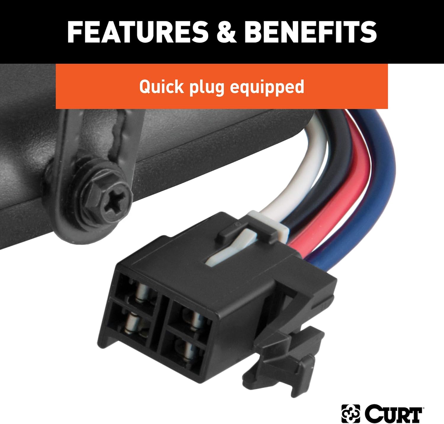 Close-up of the quick-plug connector on the CURT Venturer Brake Controller