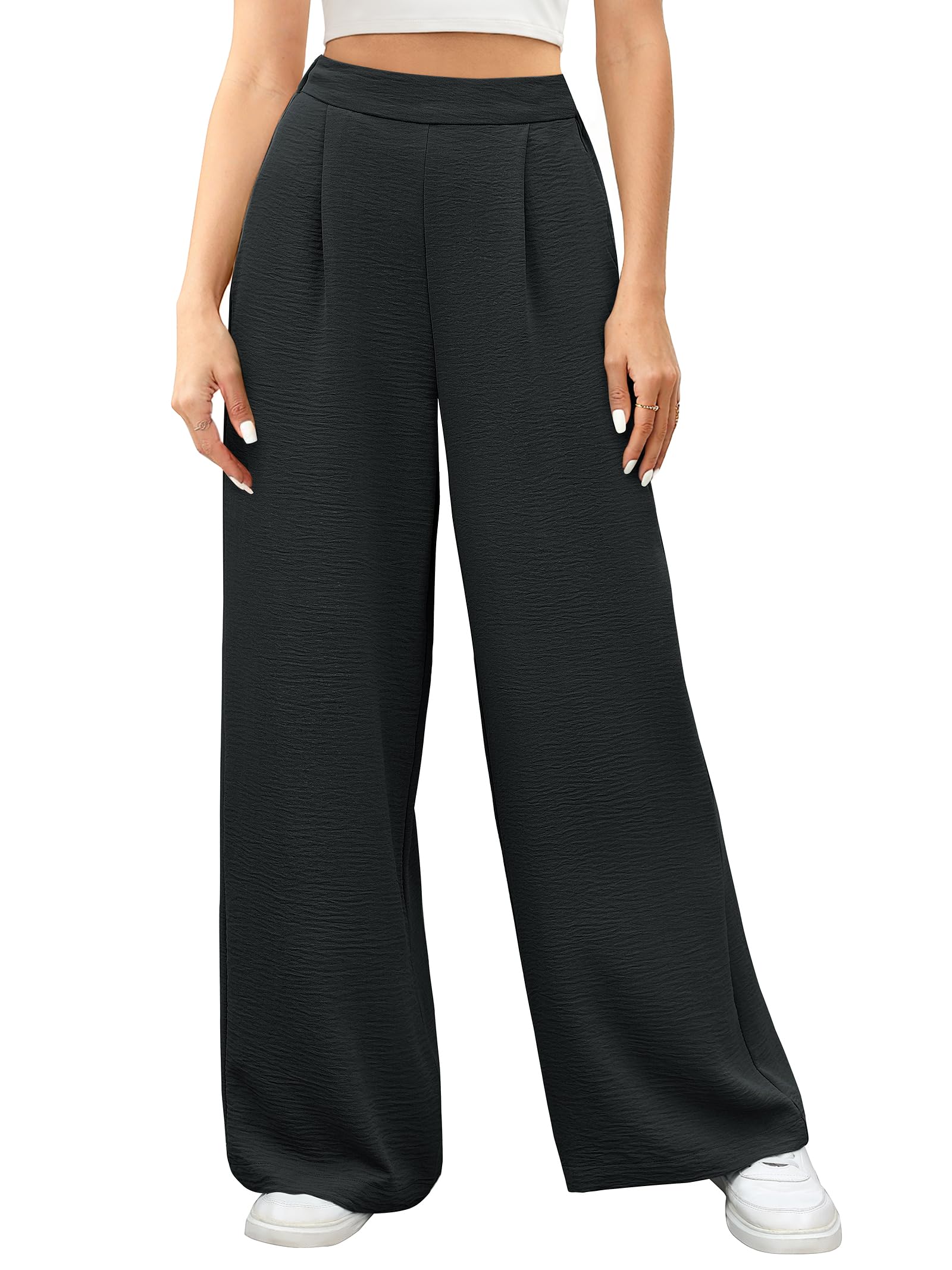 Caracilia Women Wide Leg Palazzo Pants 2026 Summer Spring High Waisted Casual Flowy Work Dress Pants Trousers Office