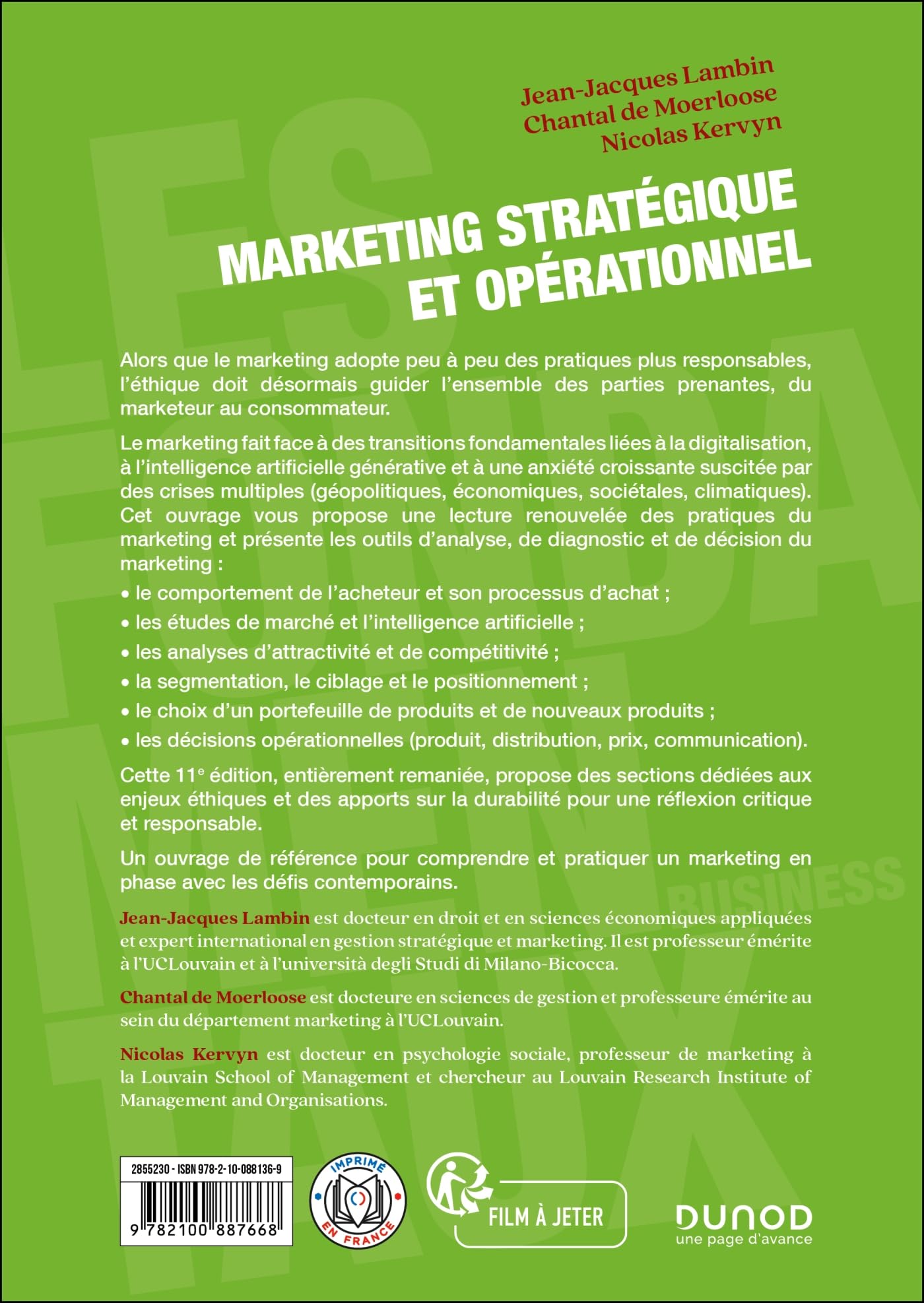 Marketing stratégique et opérationnel - 11e éd.: La démarche marketing dans une perspective responsable