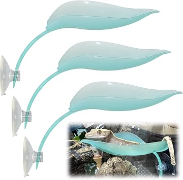 Frog Basking Platforms 3PCS Repitle Tank Accessories Leaf Shape Habitat Platform with Suction Cups for Mini Pet Bearded Dragon Spider Light Blue