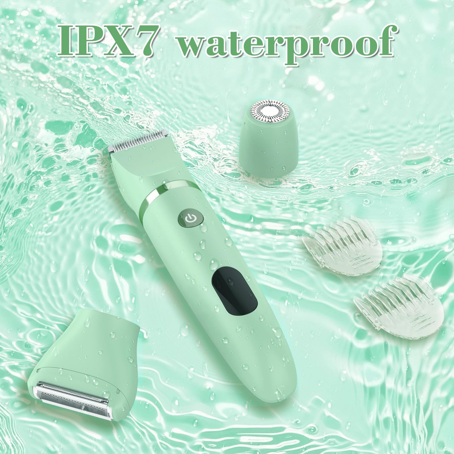 3-in-1 Electric Razor IPX7 Waterproof Bikini Trimmer Wet & Dry Use Painless Personal Trimmer Groomer for Ladies Face Body Legs Bikini Public Hairs Electric Lady Shaver with Replaceable Heads - Image 5