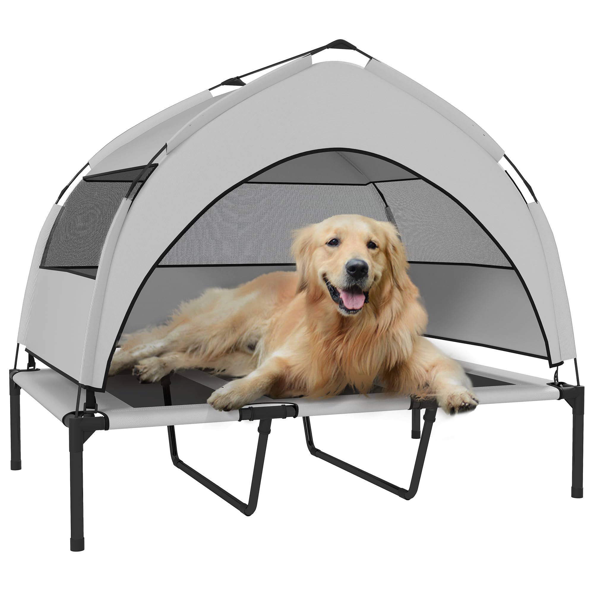 PawHut Elevated Dog Bed for Large Dogs 106 x 76 x 94 cm Light Grey