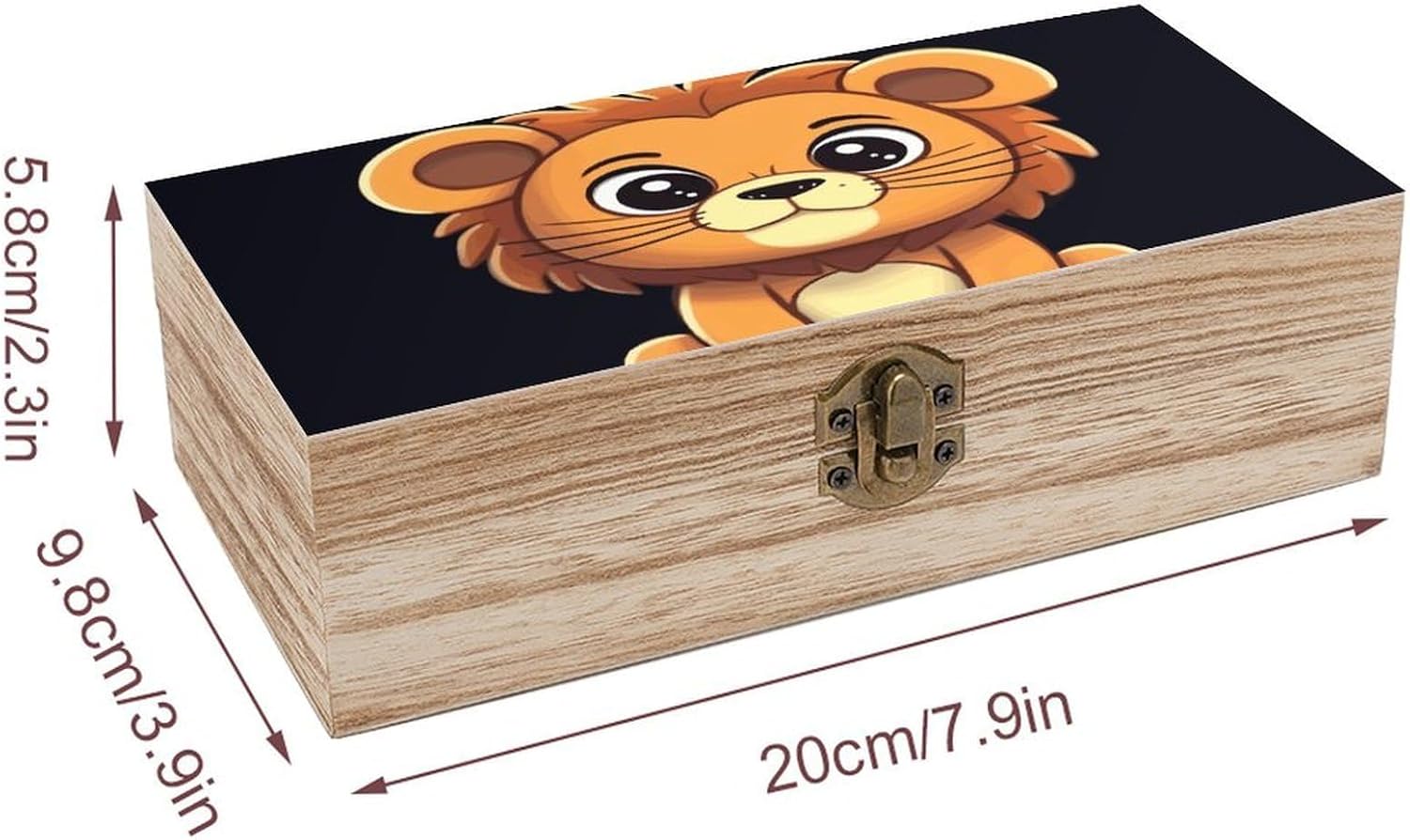 Cute Cartoon Lion Wooden Storage Box Decorative Keepsake Boxes image 2
