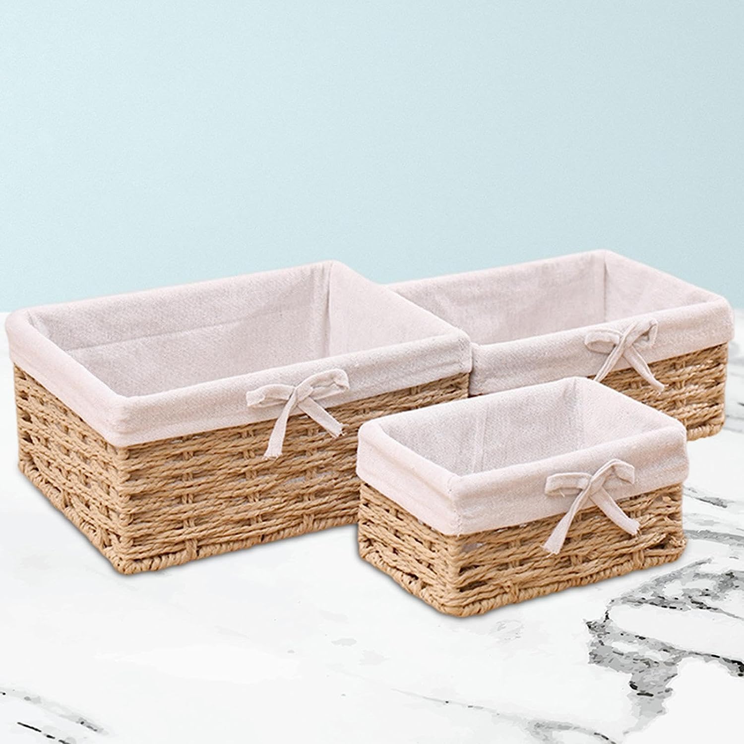 Lindagary 織物収納バスケット フードサービングバスケット 装飾ストレージバスケット デスクトップコンテナ オーガナイザー