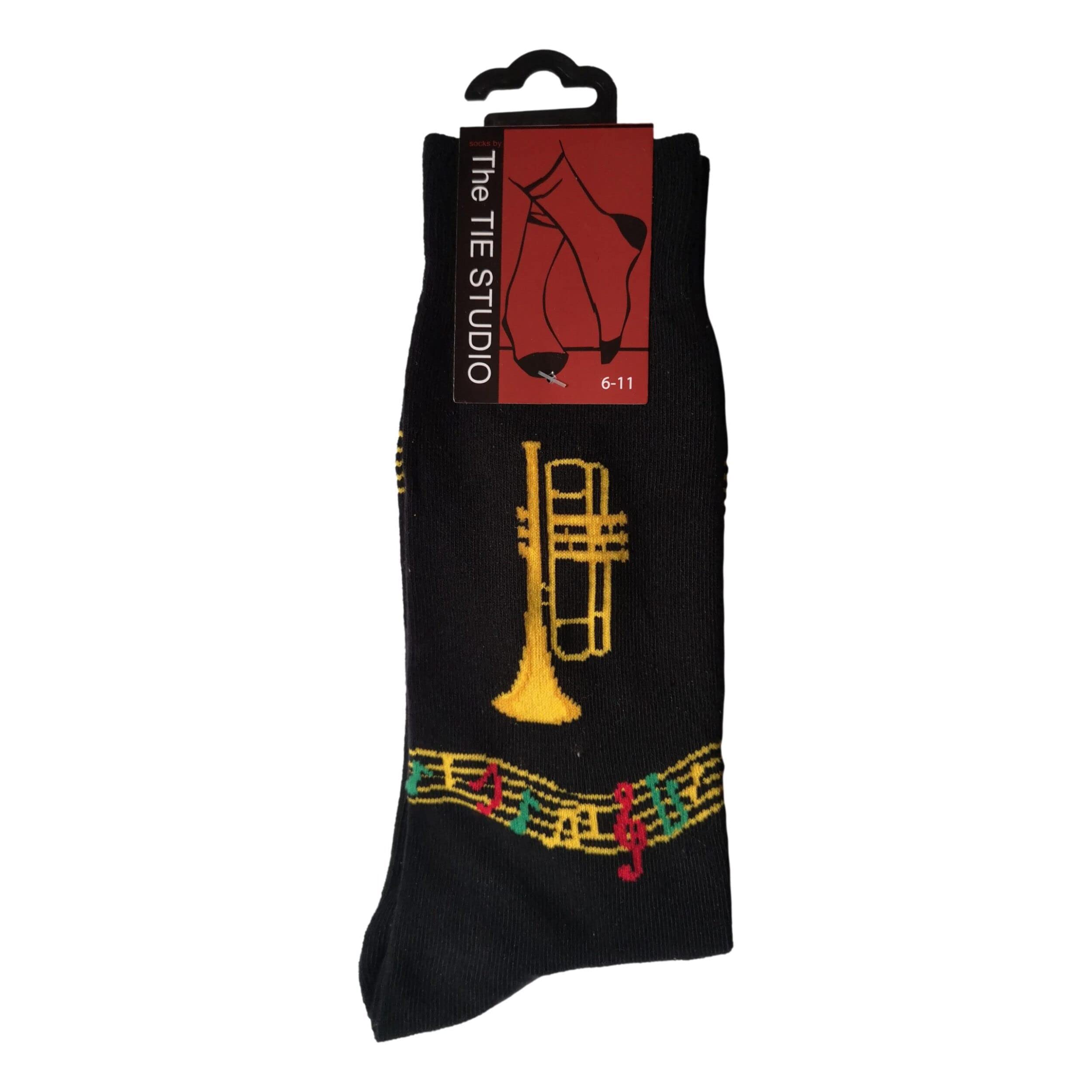 Brass Gold Trumpet and Music Stave Unisex Novelty Ankle Socks Adult Size 6-11
