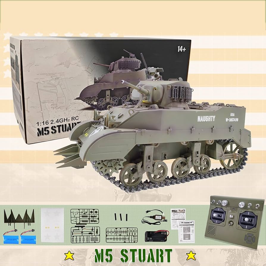 1/16 ラジコン アメリカ軽戦車M5-A1 Amazon | ラジコン 戦車2.4GHz 1/16アメリカ陸軍スチュアート