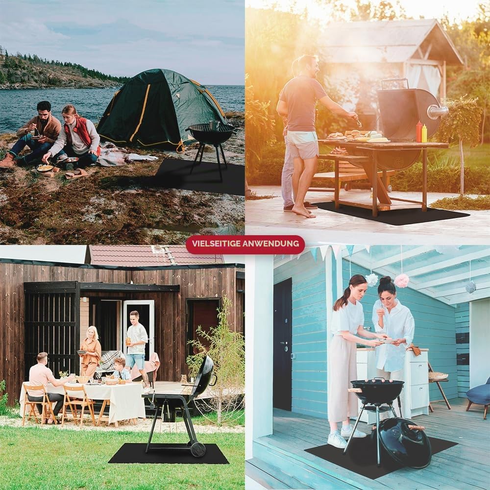 TEXFIRE | Feuerschutz-Teppich für Grill, Grillplatz und Feuerstelle. Feuerschutz- und wasserdichter Bodenschutz für den Außenbereich. Ideal für Camping und Zelten. (100x75cm)