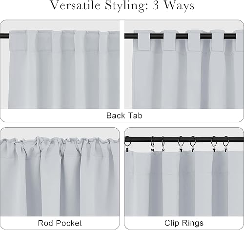 Miniatura 53 de PONY DANCE - Cortinas opacas aisladas térmicamente, set de 2 cortinas opacas con bolsillo para barra / pestaña trasera, paneles de cortinas opacas,