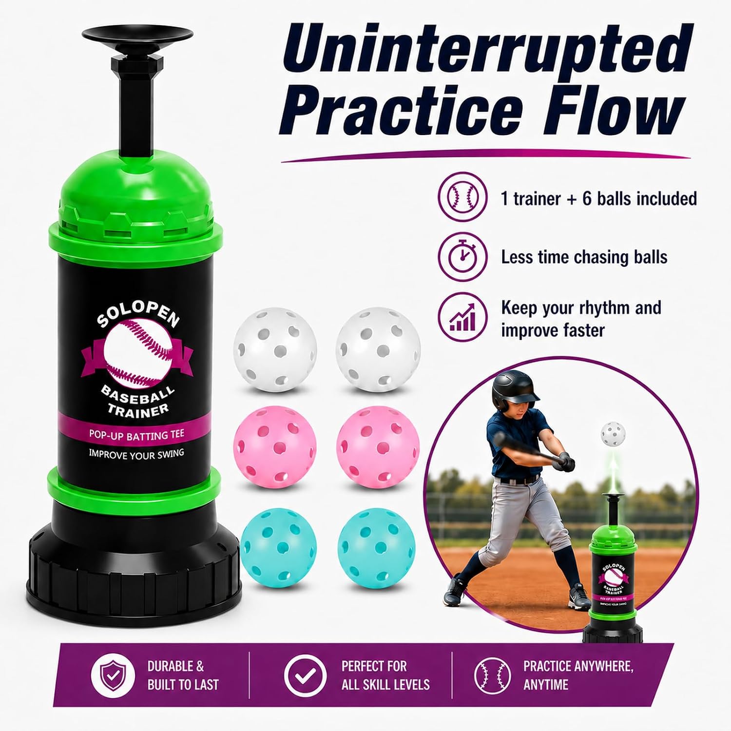 Pop-up Baseball Batting Tee Trainer