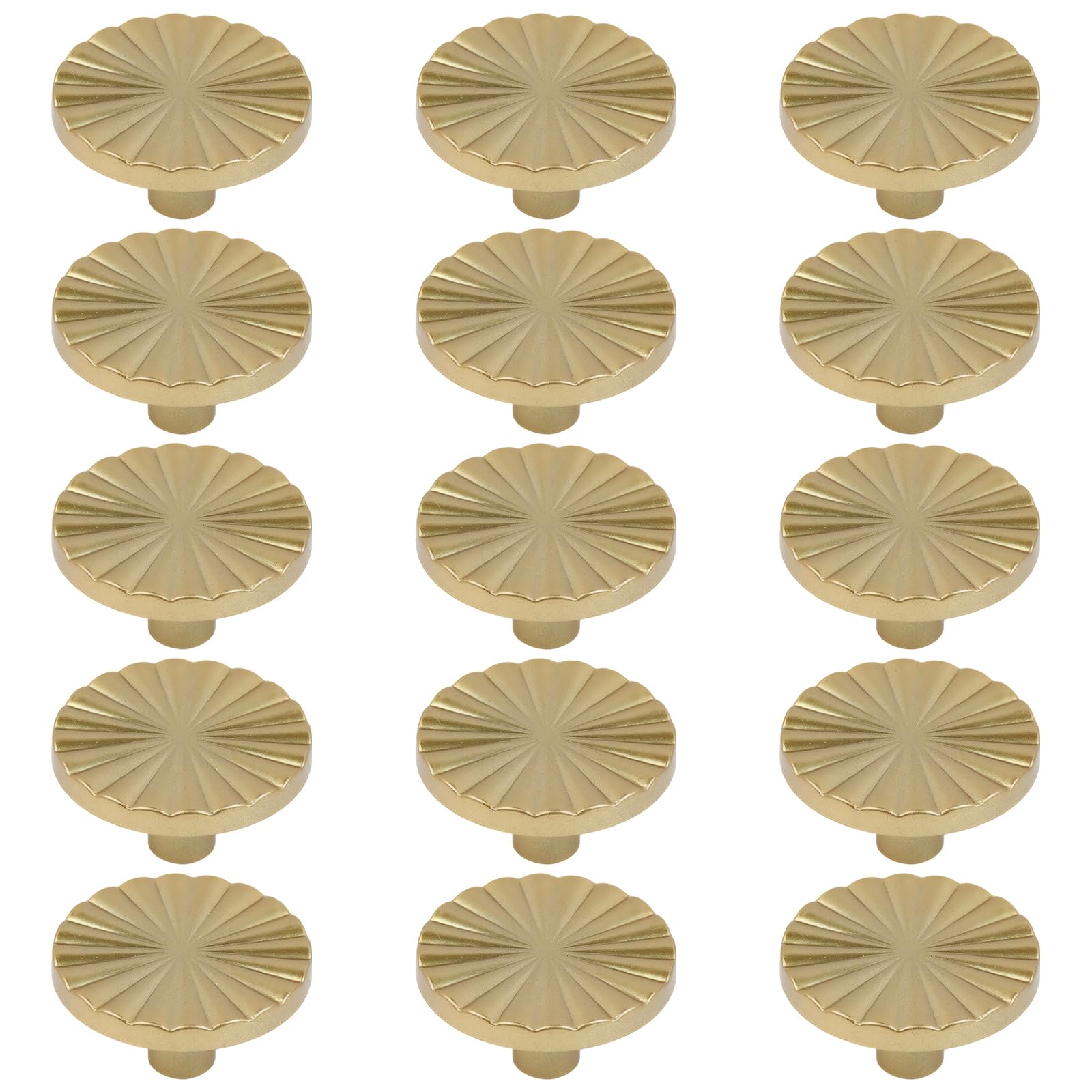 XZSKD 15PCS Gold Door Knobs and Gold Drawer Knobs, Single Hole Cabinet Handles with Classic Design, Durable Zinc Alloy Construction, Easy Installation for Wardrobes and Cupboards