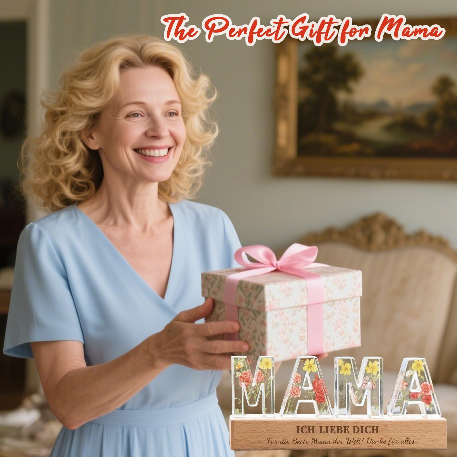 Beleuchtetes Acrylglas „MAMA“ – Nachtlicht als Geburtstagsgeschenk für Mama von Tochter & Sohn – LED Deko zu Weihnachten