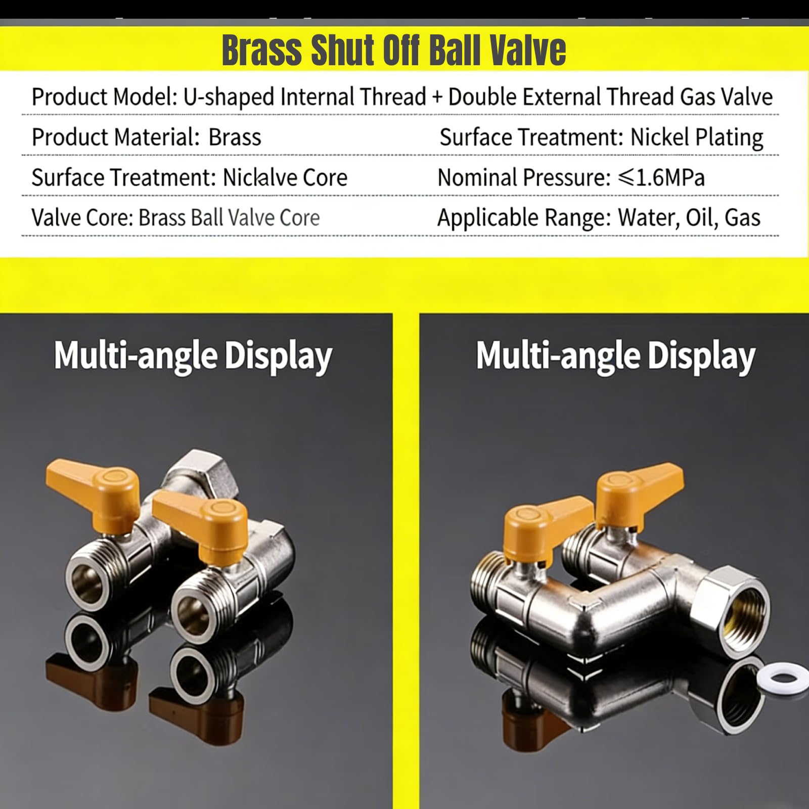 Vanne RéPartiteur 2 Voies, 1/2" Vanne De Gaz Distributeur 2 Voies En H Avec 2 Robinet D'ArrêT, Raccord Vannes De Commutation Robinet Inverseur Diviseur De Tuyau Pour Douche, Lave-Linge, Arrosage
