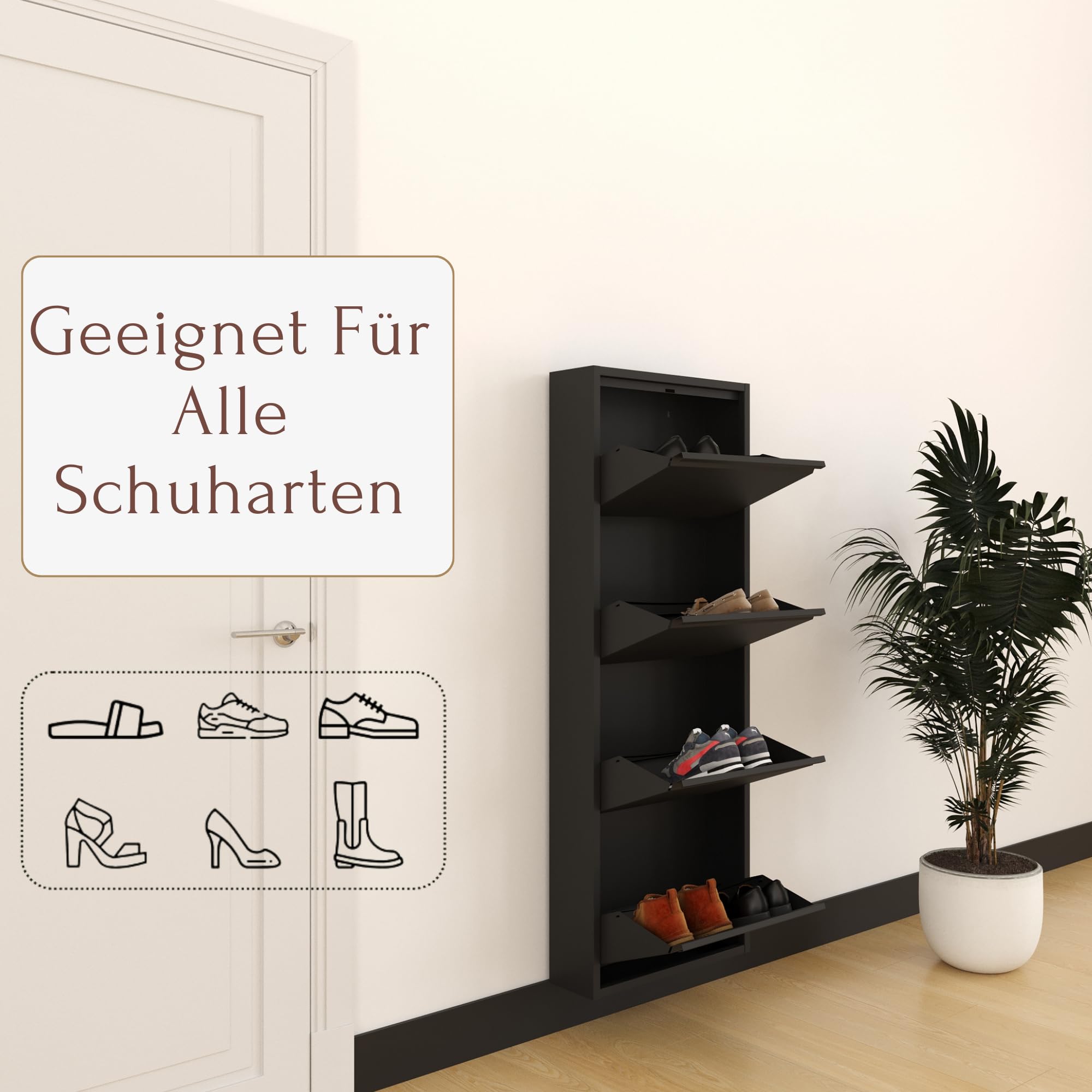 Damatucc Schoenenrek, Ruimtebesparende Schoenenrek, Entree Schoenenrek Schoenenkast Met 1 Deur 100 Made In Italy 51x17h40 Cm Wit