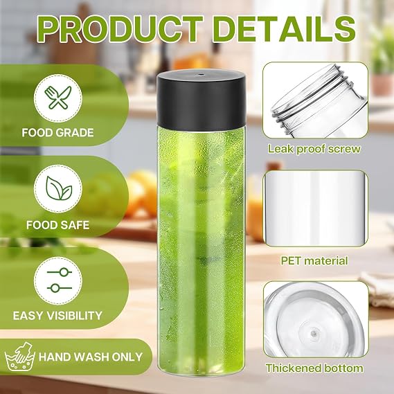 12PCS Clear PET Plastic Juice Bottles with Lids, 13.6 OZ (400ML) Reusable Juicing Bottles, Smoothie Drink Bottles Clear Drink Containers for Juicing, Smoothie and Other Beverages ﻿