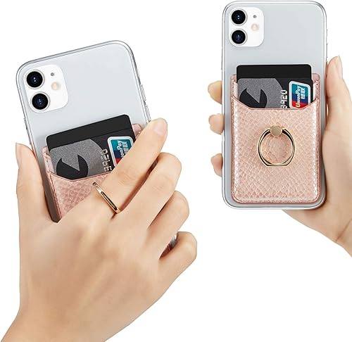 Miniatura 5 de BIAJIYA Tarjetero para la parte posterior del teléfono, bolsillos RFID, cartera, bolsa para pegar en el teléfono celular, crédito para la mayoría de