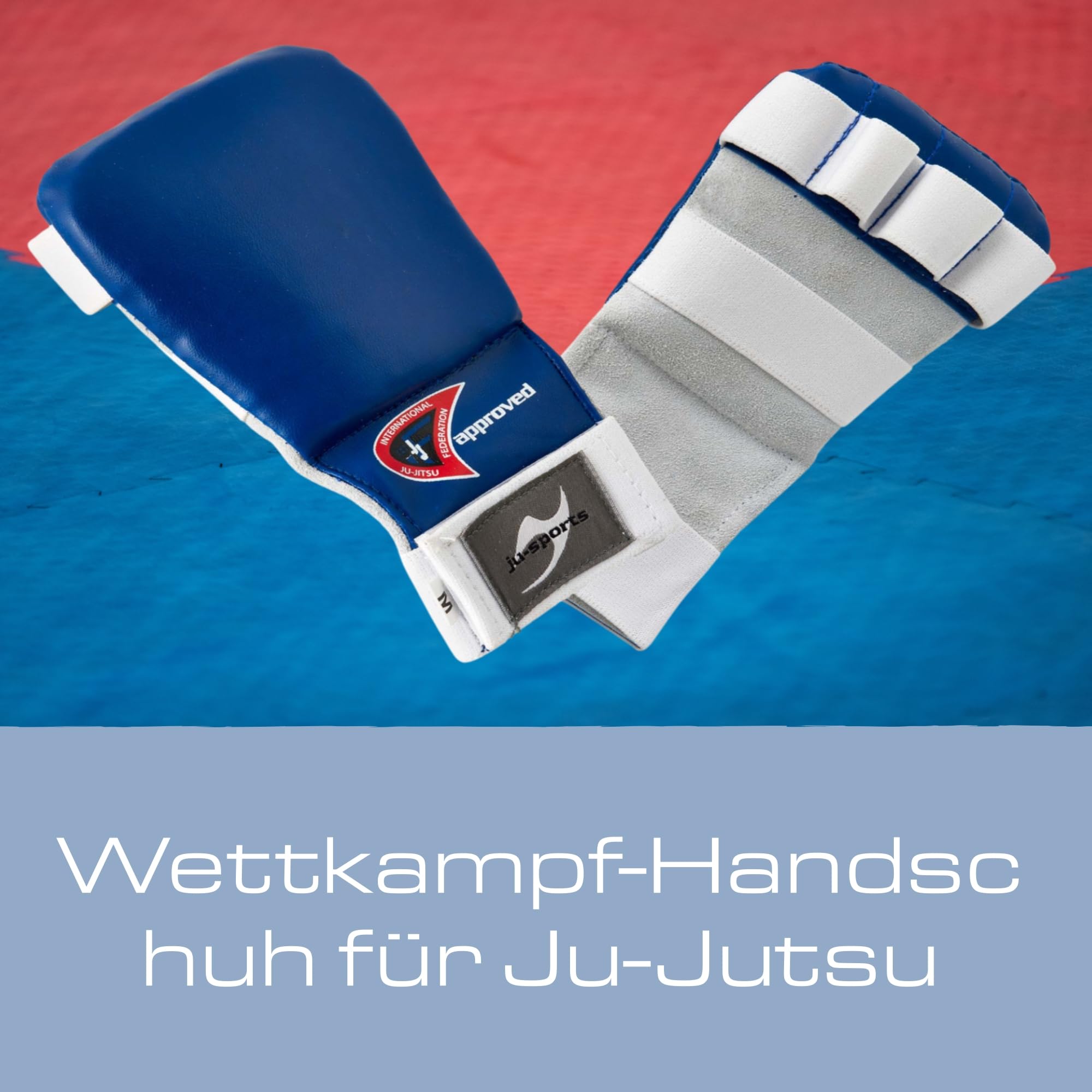 Ju-Sports Kampfsport Handschutz Ju Jutsu rot - Hochwertige, strapazierfähige Wettkampf Handschoner für Erwachsene & Kinder mit Klettverschluss, Optimaler Halt