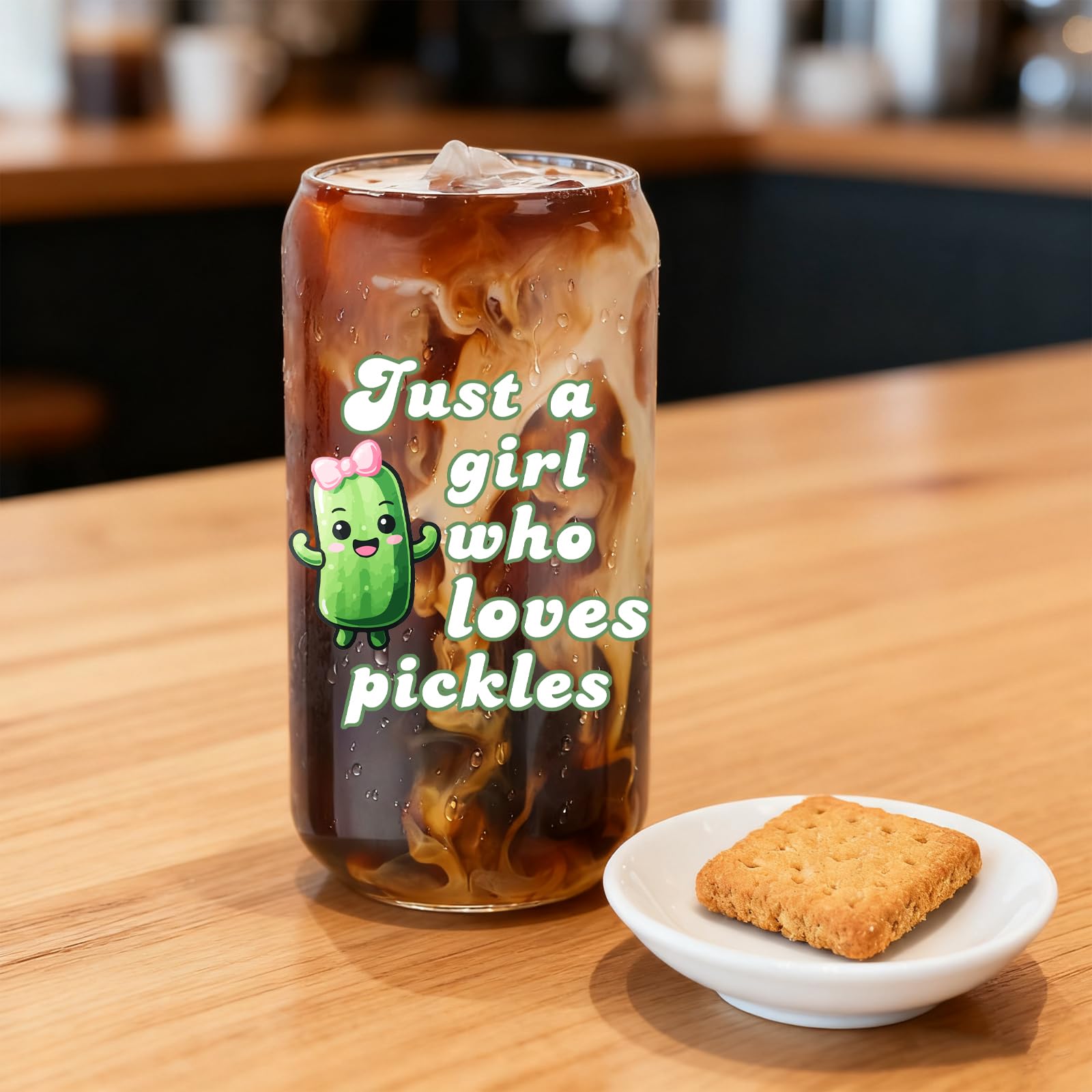Pickle Gifts for Women, Funny Pickle Lover Gift Set with 16oz Glass Tumbler, Bracelets, Pouch Bag, Scrunchie, Box for Pickles Themed Party, Birthday Mothers Day Gift Idea(Pickles)