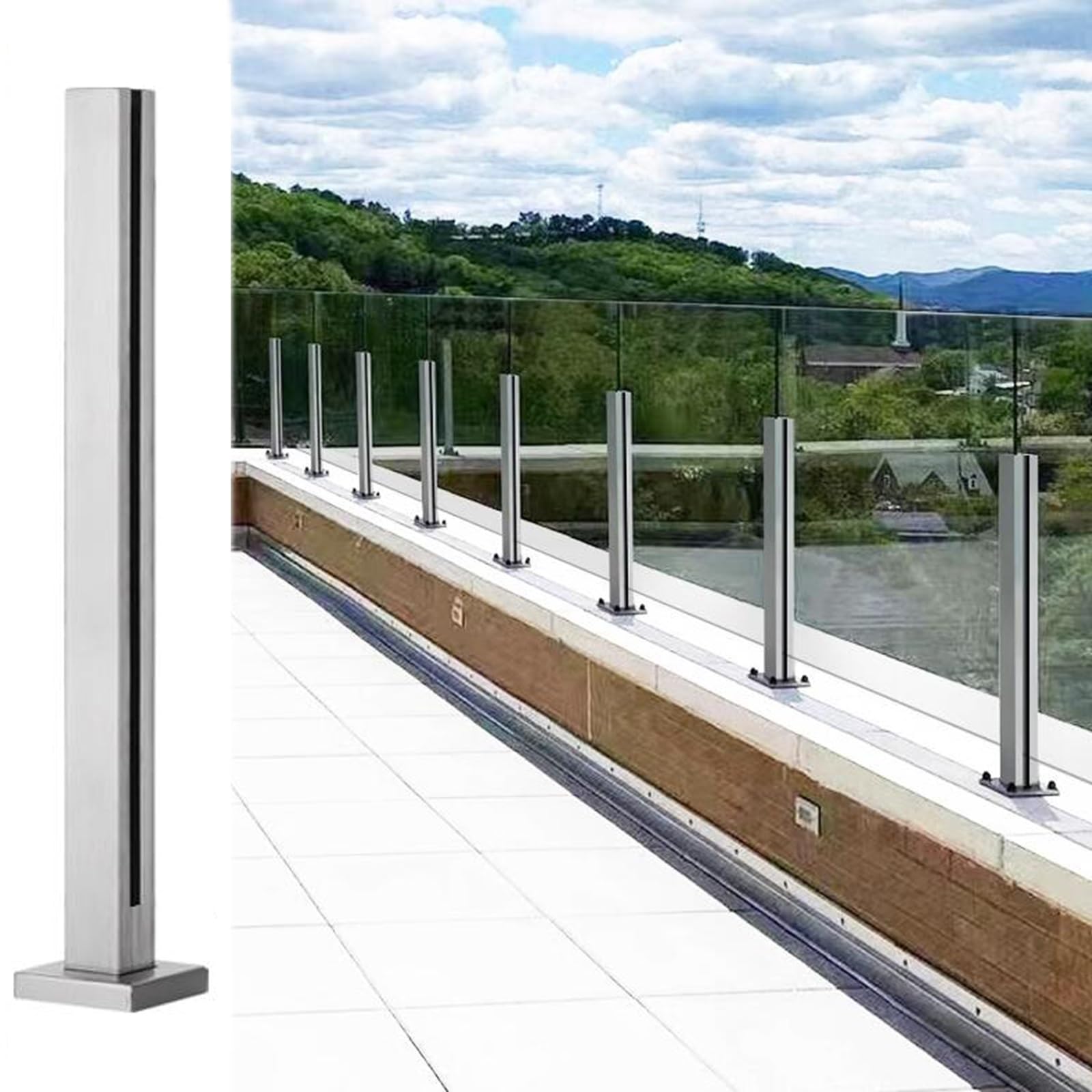 Poteau de garde-corps en verre pour sécuriser un escalier intérieur sombre avec élégance café
