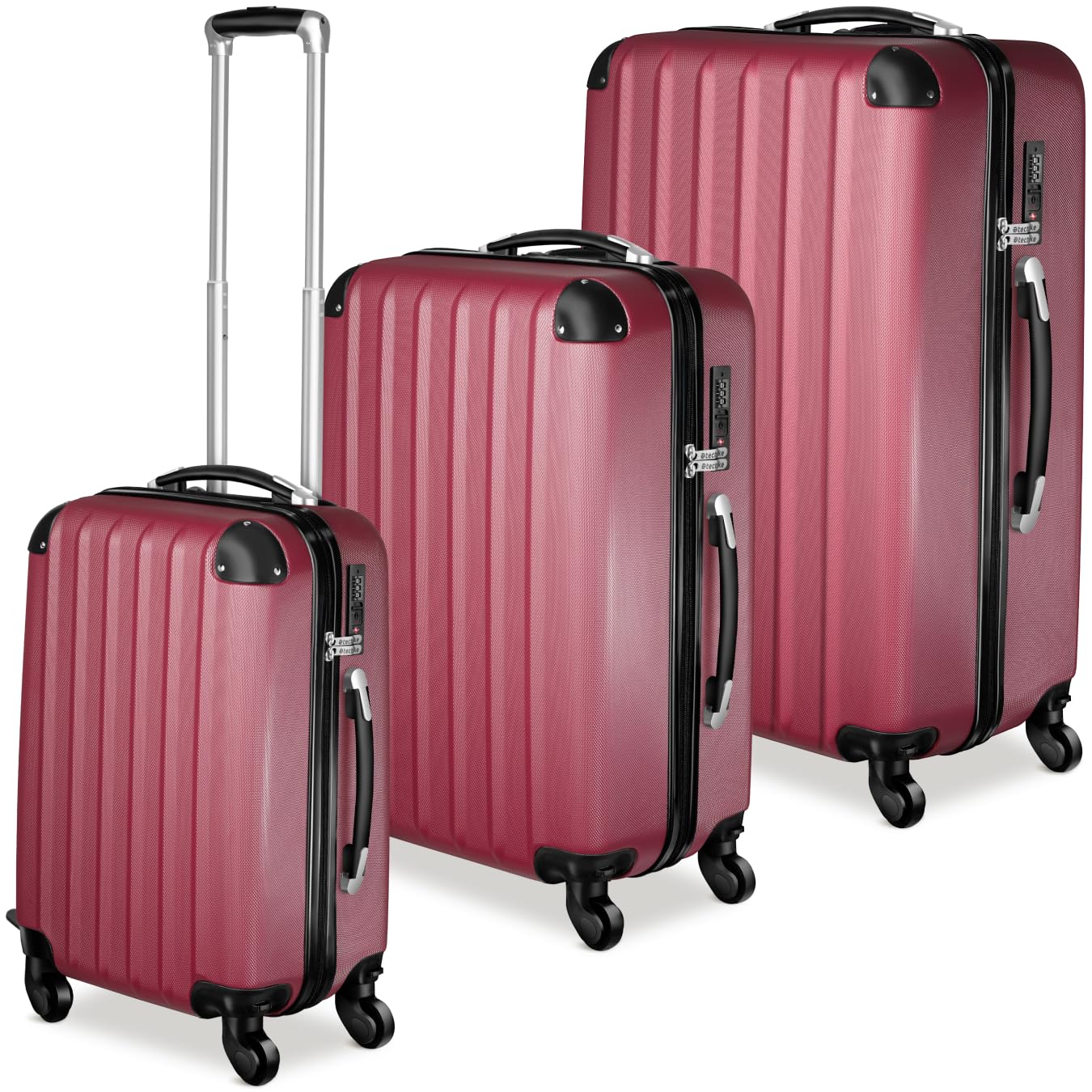 tectake® Set de Valises de Voyage 3 Tailles Valise Grande Taille, Cabine et Petite Valise Sacs de Voyage Valises Maternité ABS avec roulettes Pivotantes 360° Cadenas Poignée télescopique