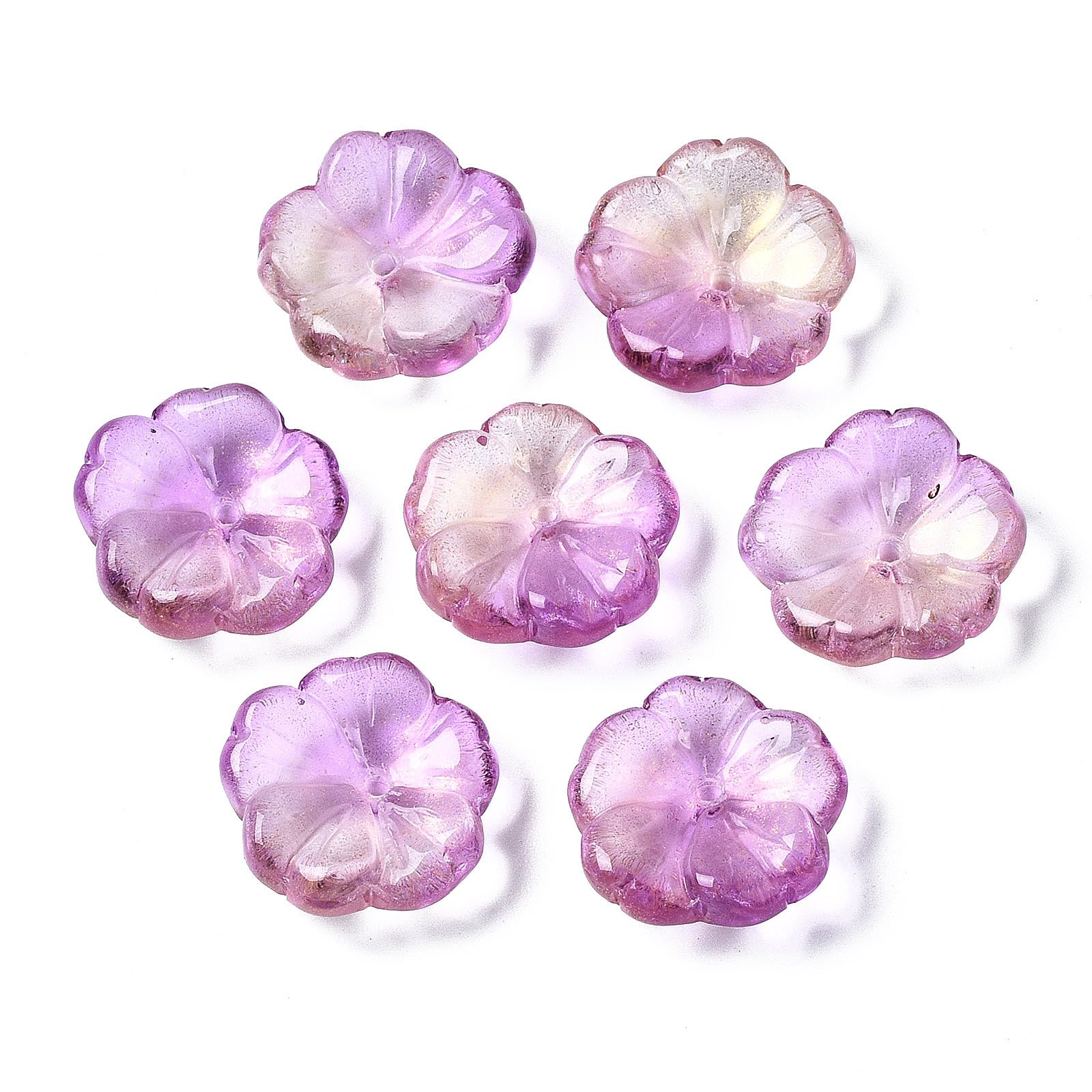 Perles en verre fleur de prune esthétiques au fini brillant pour fabrication de bijoux raffinés