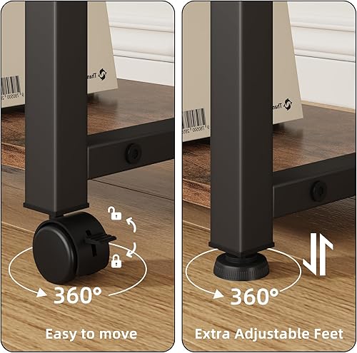 Miniatura 7 de YAOHUOO - Soporte grande para impresora con cajón de almacenamiento, mesa bajo escritorio de 2 niveles para el hogar u oficina, se adapta a máquinas