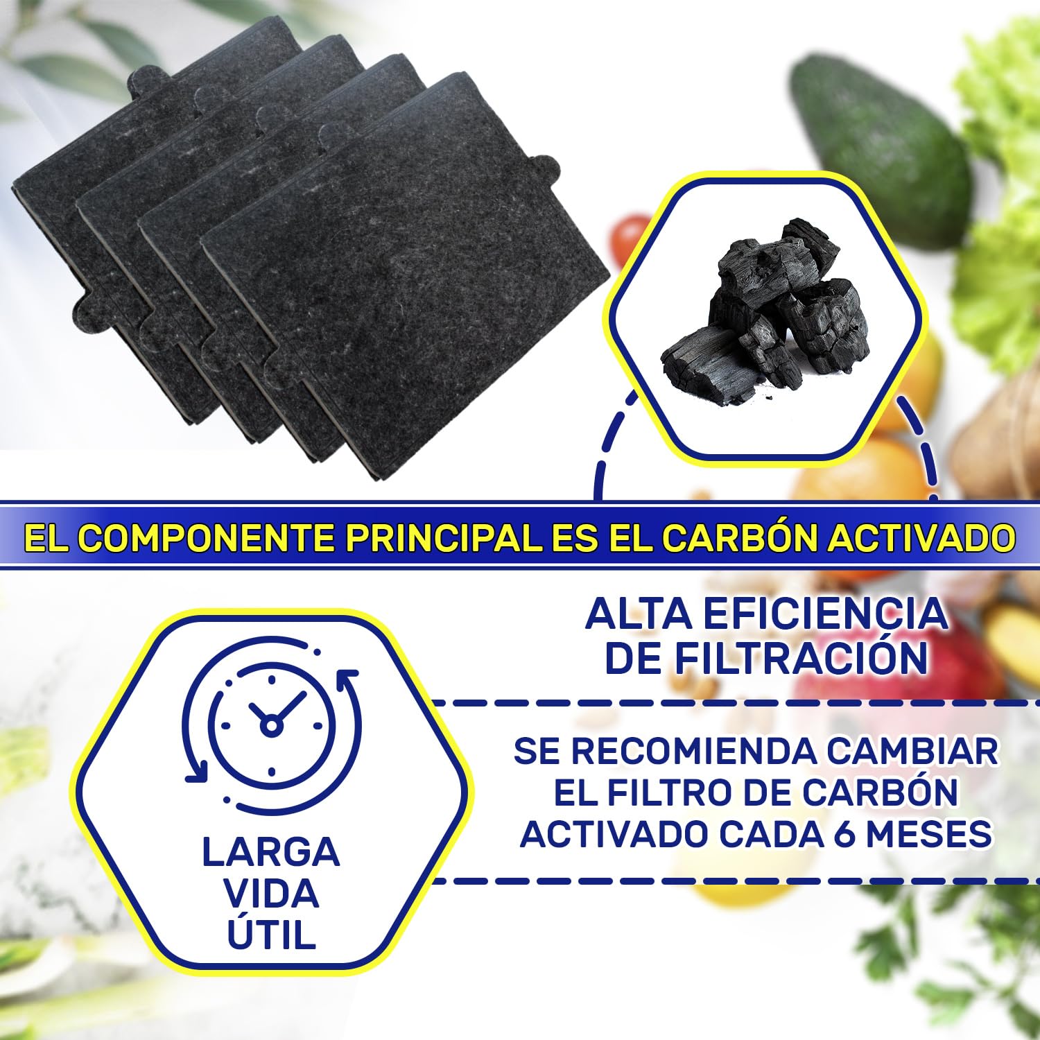 4 Piezas Filtro Carbon Activo para Campana Extractora modelos DKF12-1 DKF121 288x242x20 mm con Código Original 06228731 para Miele - MONTERAL