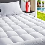 TEXARTIST Matelas complet Pad Cover Refroidissement Matelas Topper Double 400 TC Poche de 8-21 pouces pour le lit de l'hôtel Dorm (blanc, complet 54"x75")