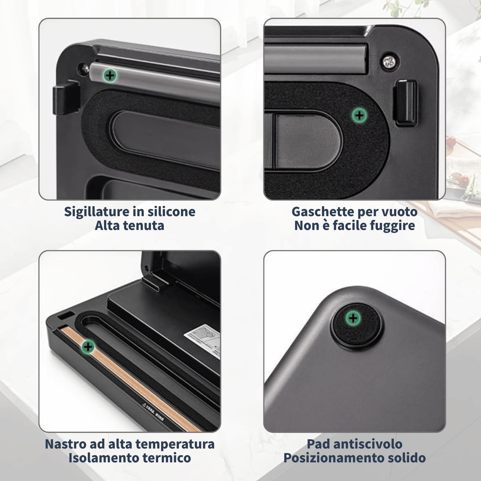 Macchina Sottovuoto Alimenti, 5 In 1 Macchina Sottovuoto Professionale Vacuum Sealer，Macchina Sottovuoto Domestica Per Conservazione Fresca(10 Sacchetti a Vuoto)