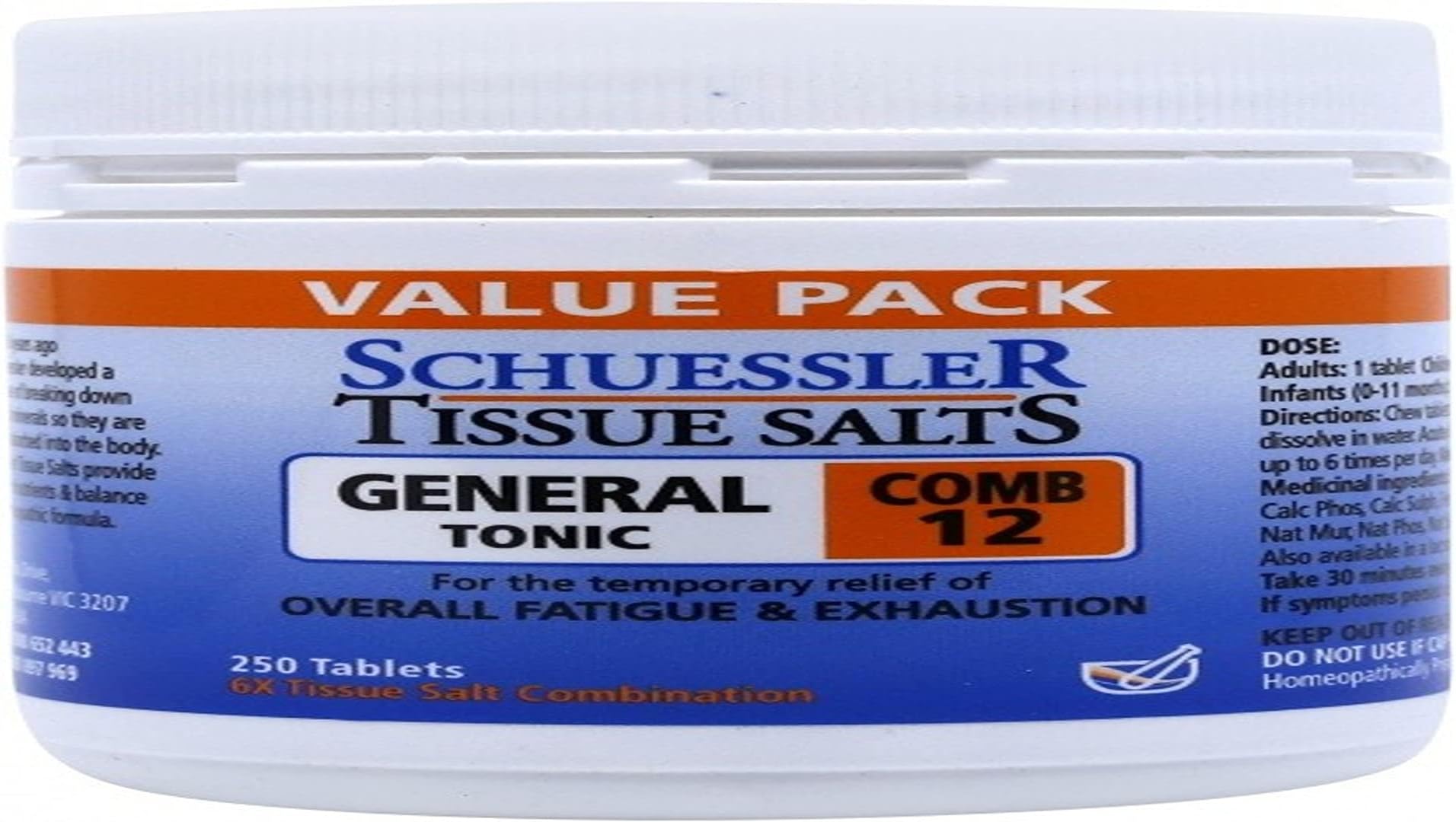 Schuessler Tissue Salts Comb 12 - General Tonic 250 Tablets