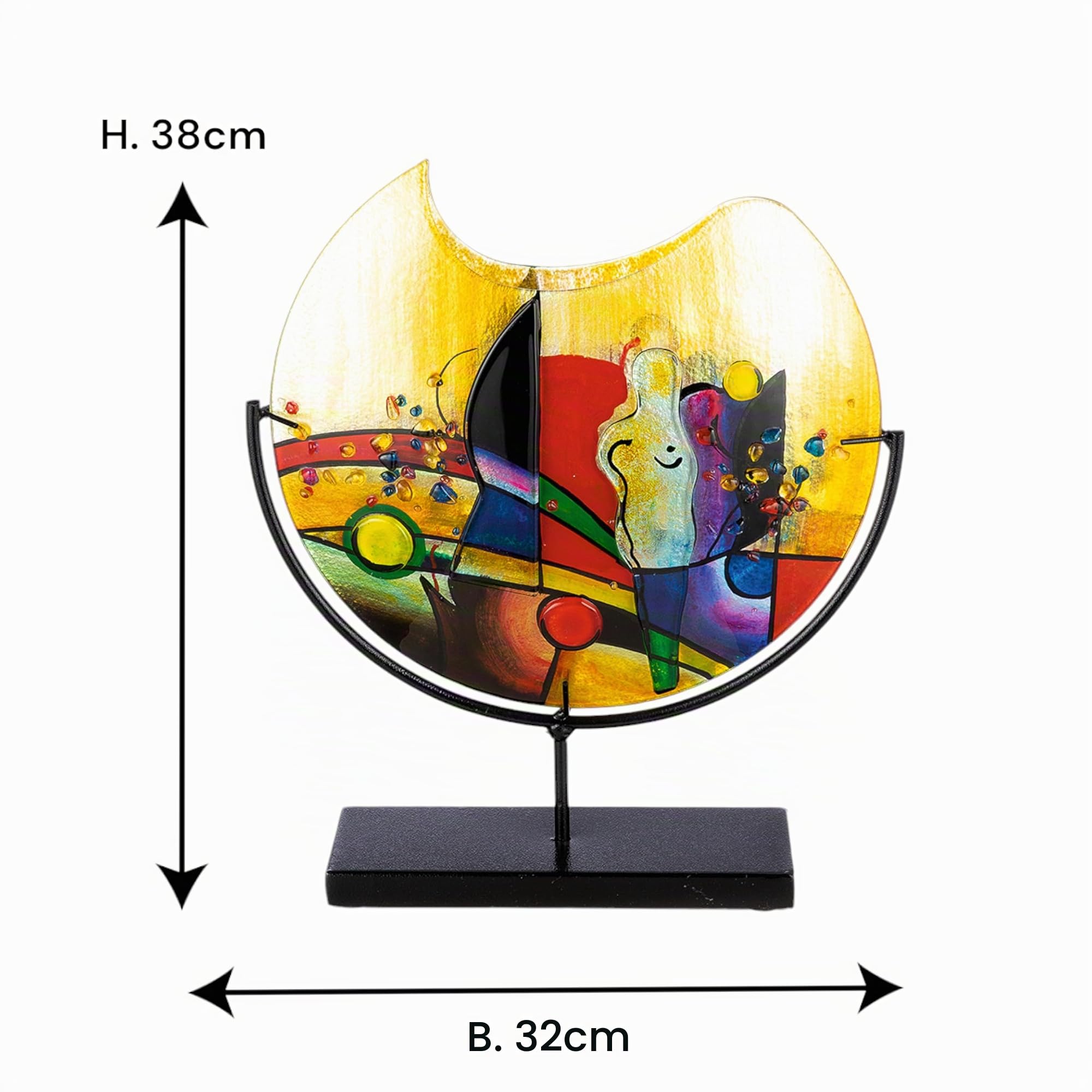 GILDE GLAS art Deko Vase aus Glas auf Metallfuß - Deko Wohnzimmer - Geschenke für Frauen Geburtstag Weihnachten - Mehrfarbig Höhe 38 cm