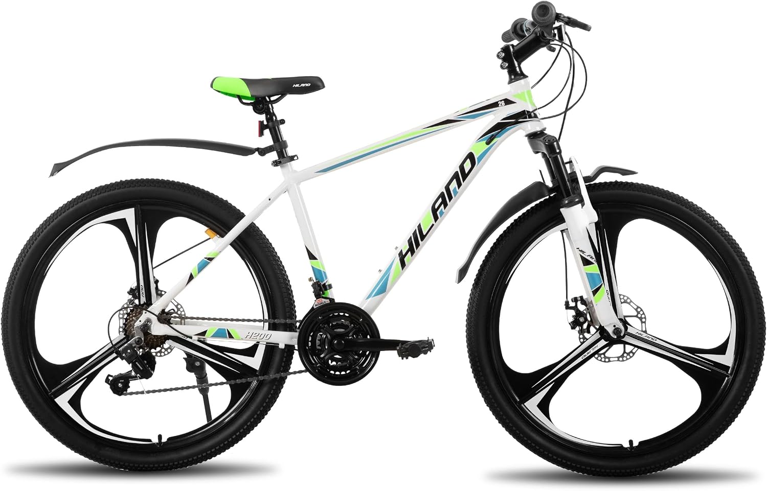 HILAND 26" MTB Mountain Bike for Men Women Adults, 18-Speed, Disc Brake, Lightweight Aluminum Frame, 3/6 Spoke Wheel