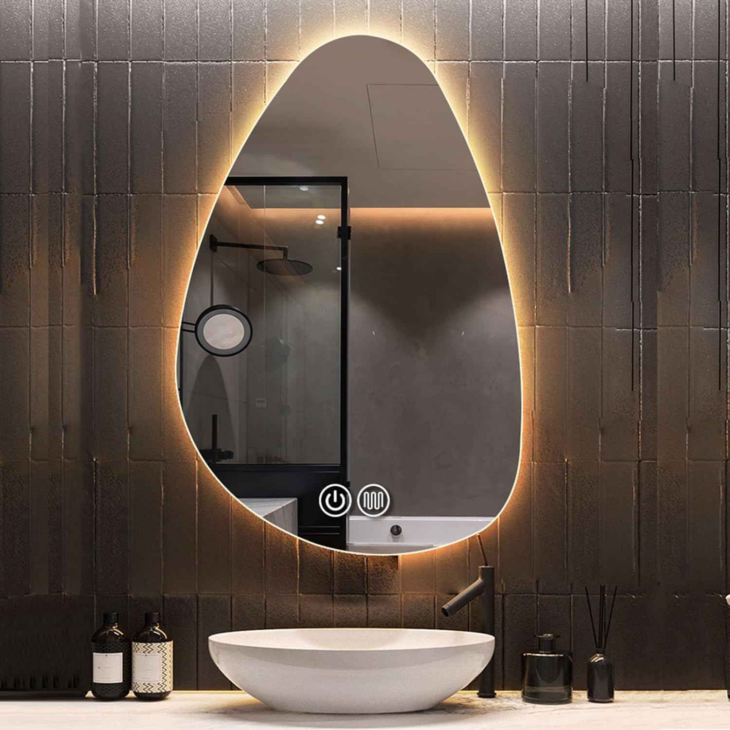 SXFSDOU Wall Mirror with Smart LED Lighting, Anti-Fog, Infinitely Dimmable for Bathroom and Vanity Use