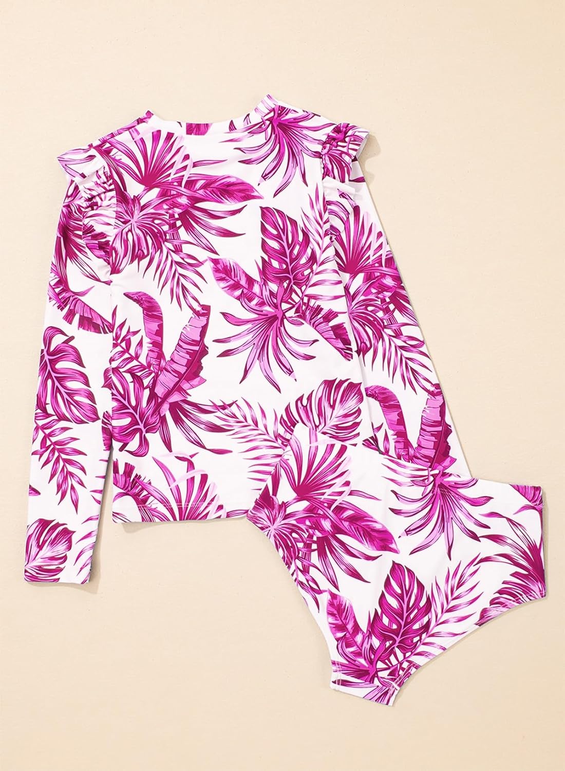 blibean Girls Rash Guard Swimsuits Two Piece Bathing Suit Long Sleeve Swimwear Size 6-15 Years - Image 8