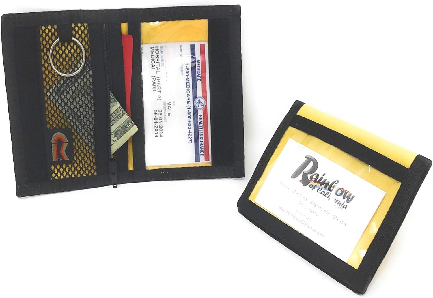 Dual Sided ID Holder. Minimalist Front Pocket. Purse Wallet. Slim. Hook n Loop. USA Made (Black) at  Men’s Clothing store