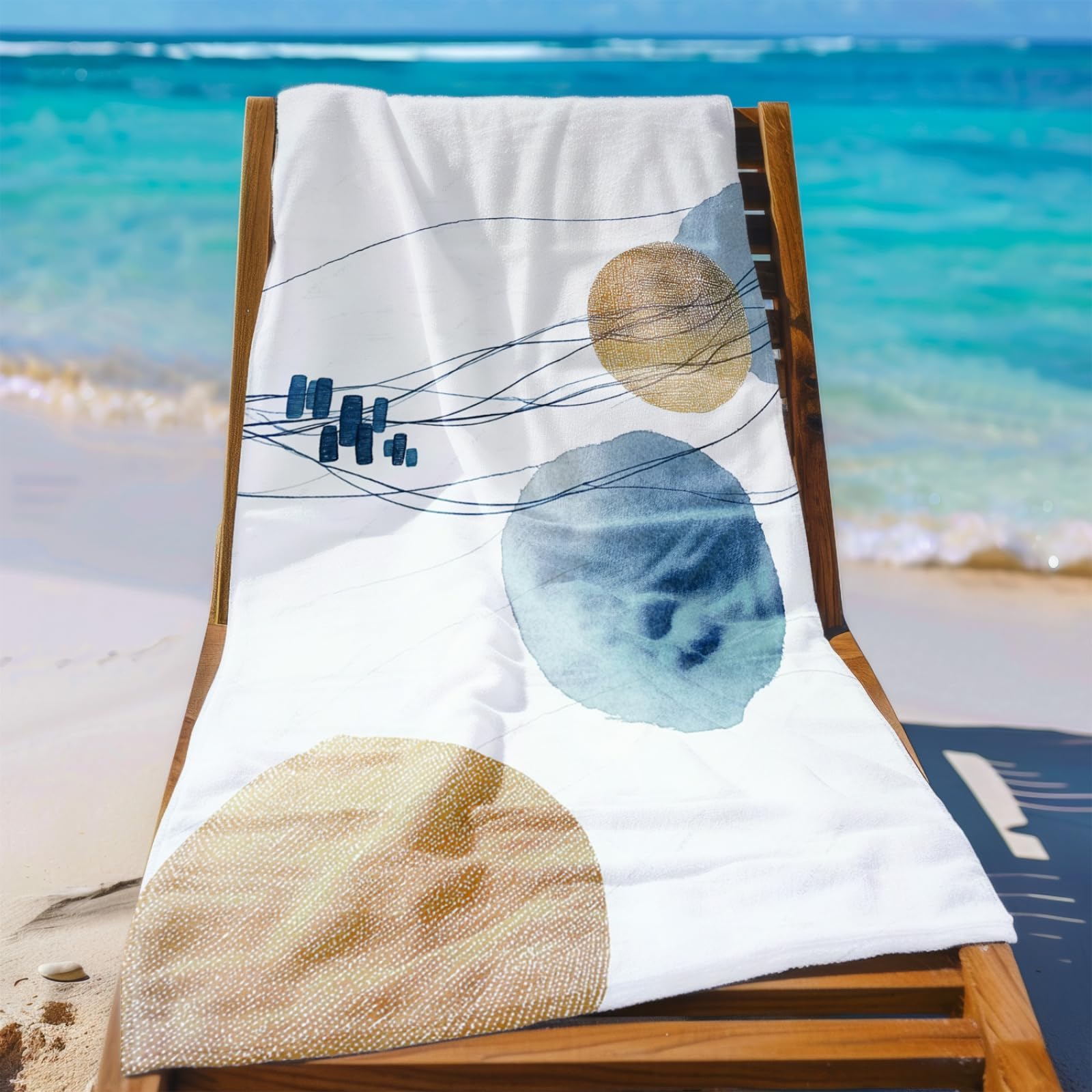 Générique Serviette Microfibre Plage Modèle Or Bleu