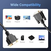 PNGKNYOCN VGA Hosszabbító Kábel 0,5m - 1080P Full HD Aranyozott Csatlakozók - Monitor, Projektor, TV, Laptop Összekötő - Fekete 6