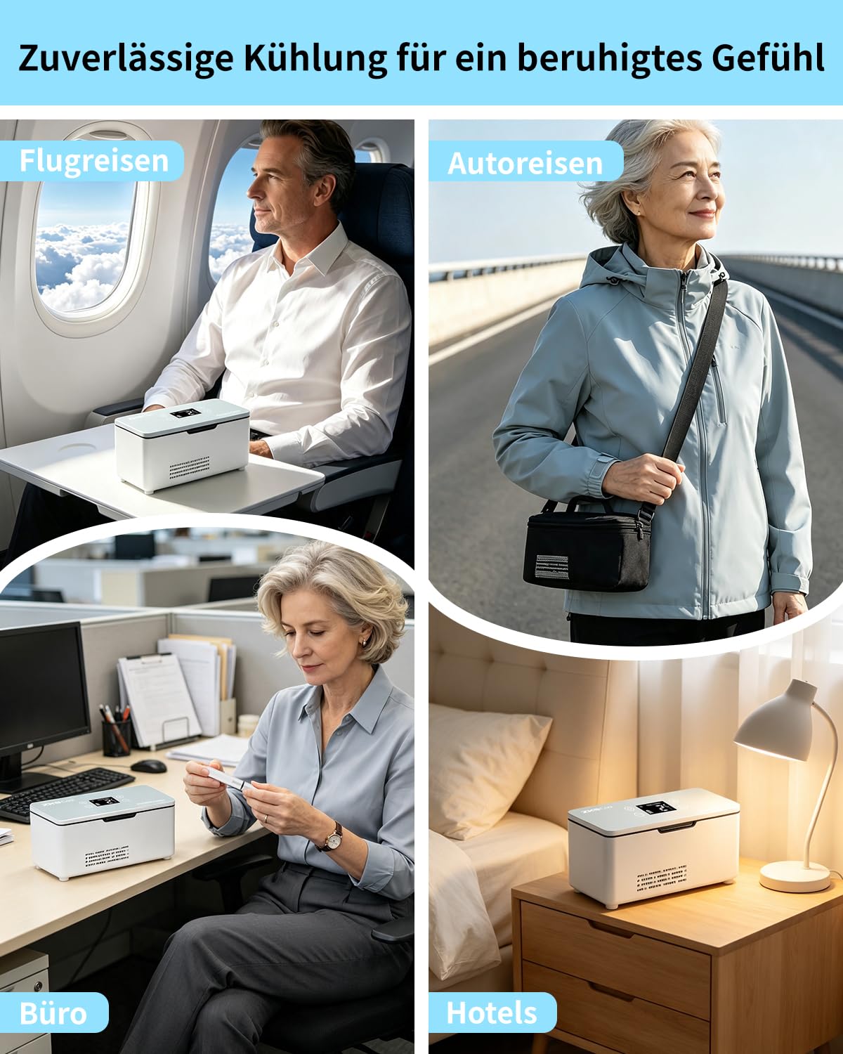 Elektrische Insulin Kühlbox, Tragbare Insulin Kühltasche mit Akku, 0–18 °C LED-Temperaturanzeige, Mini Medikamenten Kühlbox für Insulinpens, Reisen, Auto, Zuhause