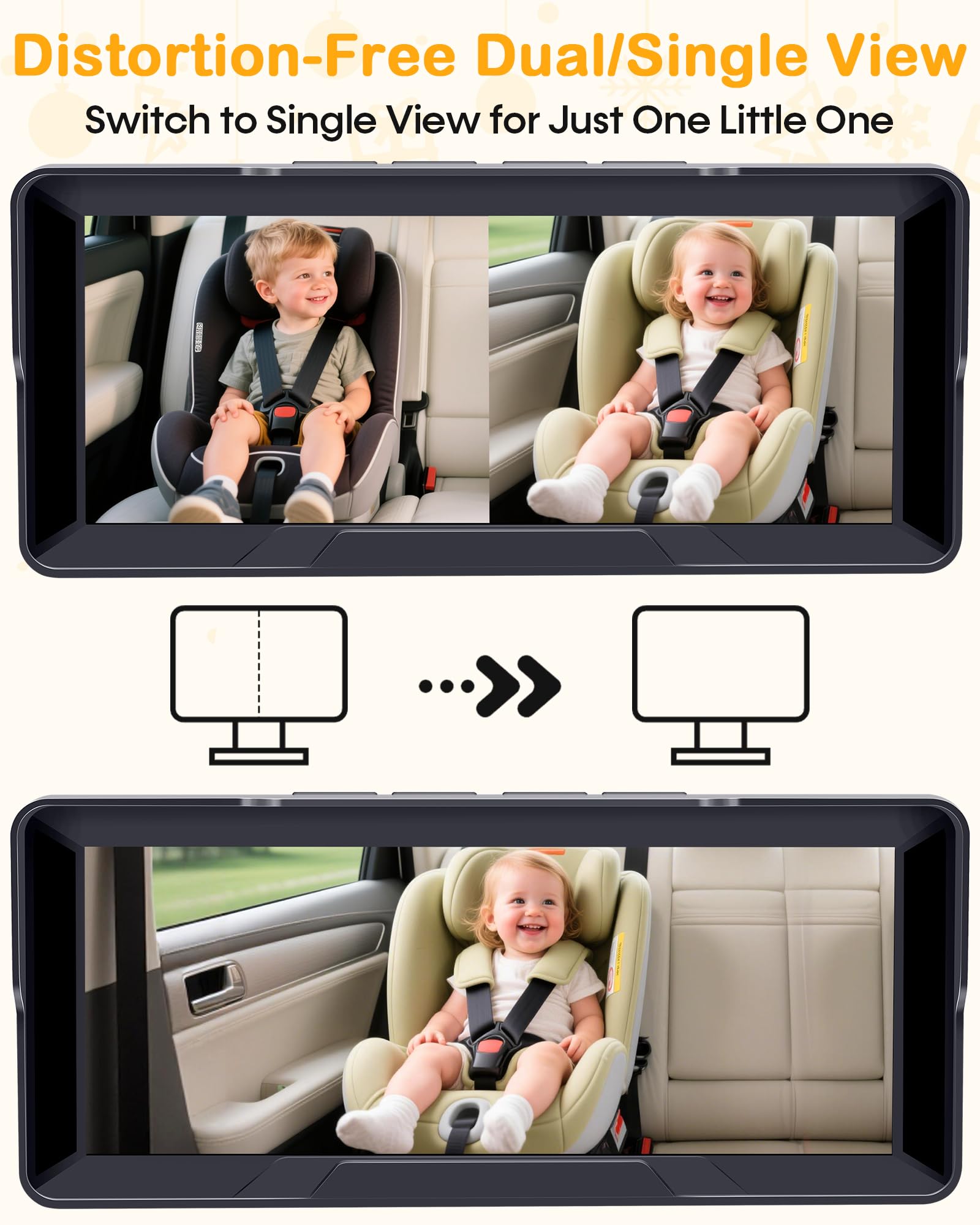 Thybro 1080P Dual Baby Car Camera: 6.8" Night Vision Monitor 2-Kids from Head to Toe at Once - USB Plug & Play Tool-Free Easy Setup for Two-Child Families on Daily Driving - 5