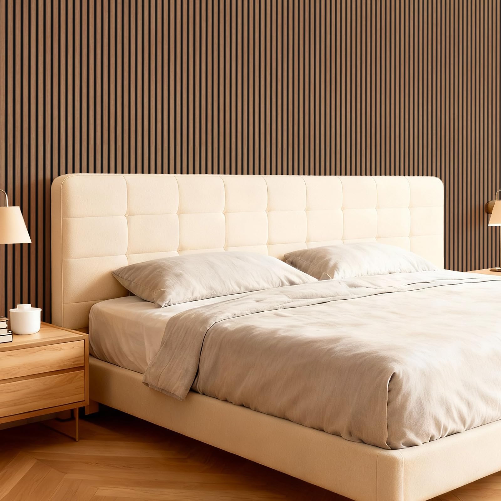 TONOR Panneau Mural Decoratif de Bois,120x60-1.44㎡, 2 Pièces, Noyer