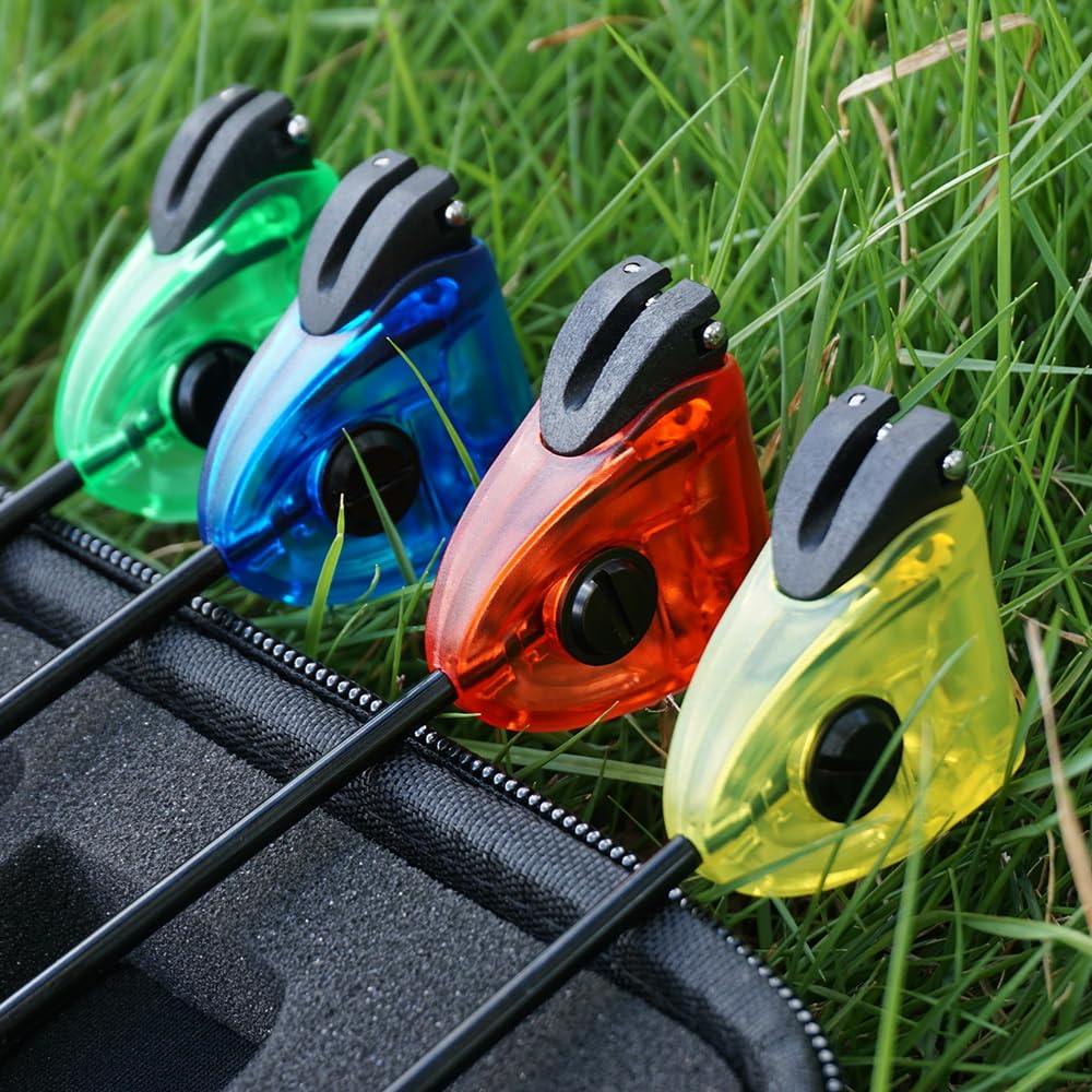 Hirisi Tackle Lot de 4 détecteurs de touche de pêche à la carpe avec lumière LED 2,5 mm