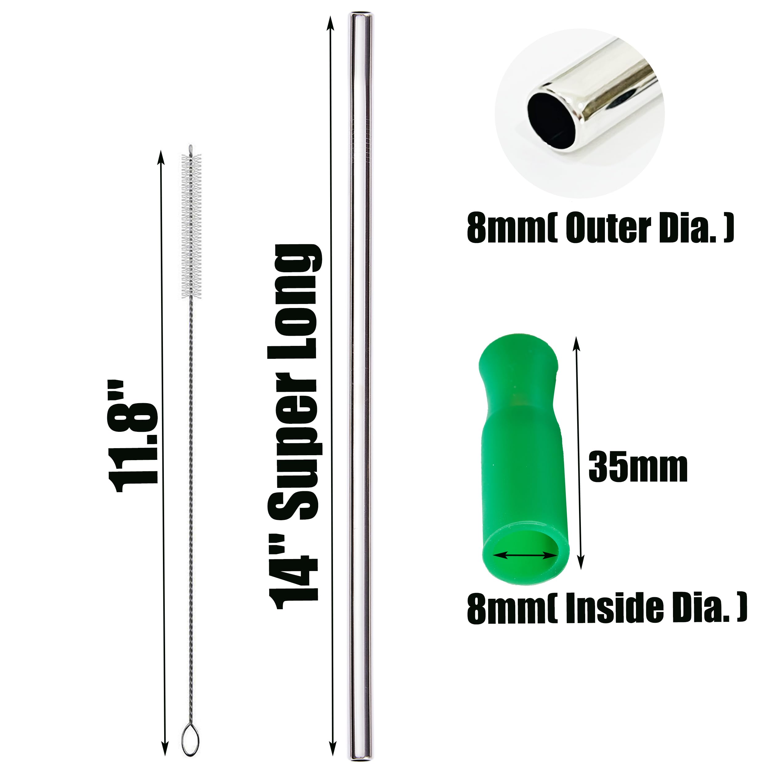 Draagbare stro-metalen buis - Premium herbruikbaar rietje 4-pack