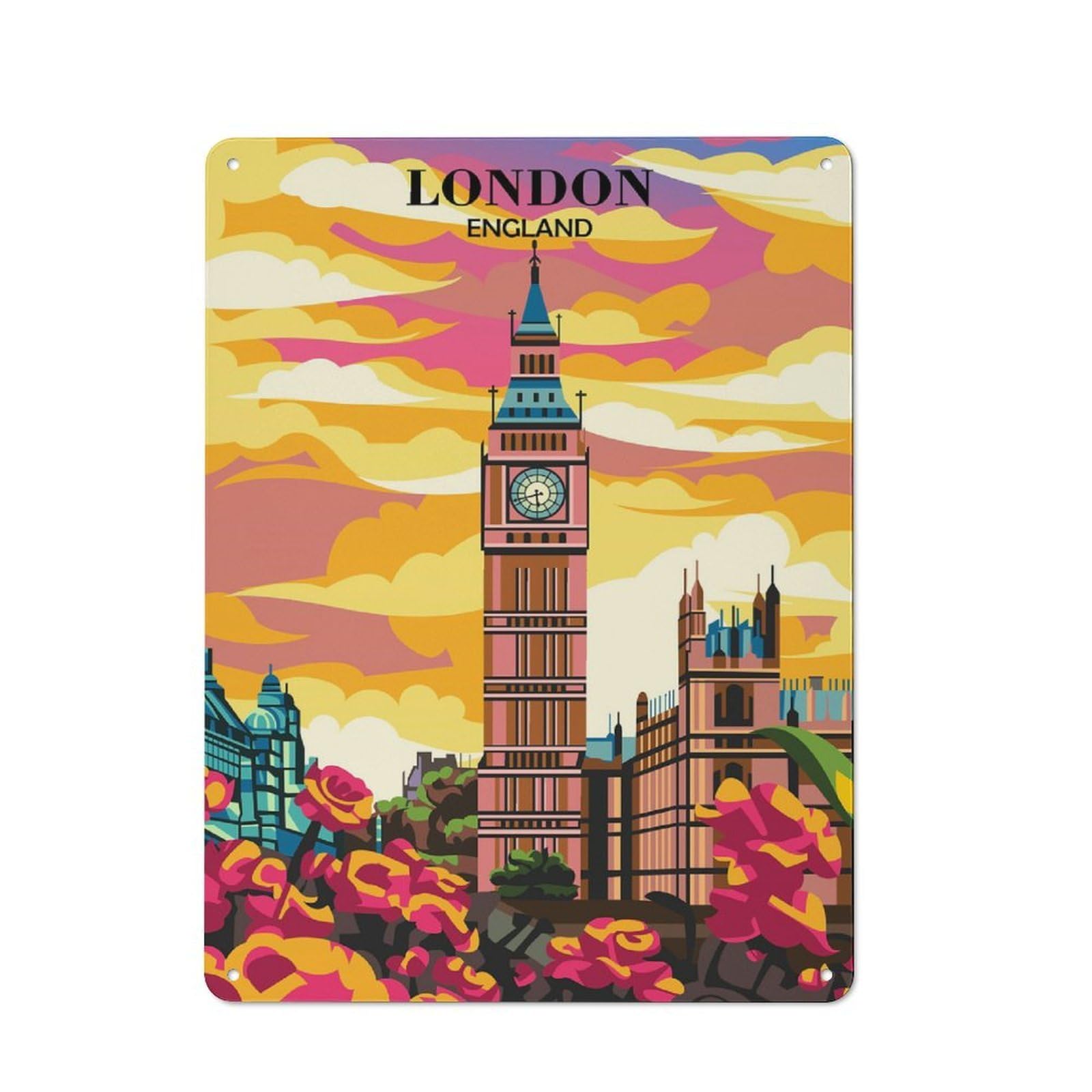 Junmoney Travel Retro Metal Plaque 40X30cm For Dining Room Or Kitchen, For Home Interiors, Feature Walls And Decorative Displays