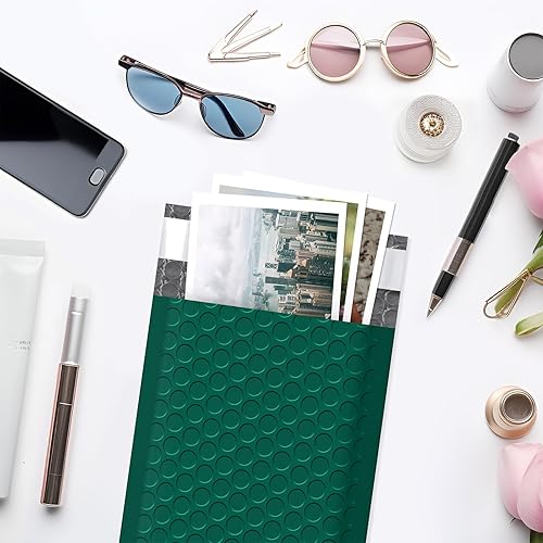 Miniatura 7 de Famagic Sobres de burbujas  100 bolsas de envío verde ultramarino de 4 x 8 pulgadas, elegantes bolsas de embalaje para pequeñas empresas, sobres