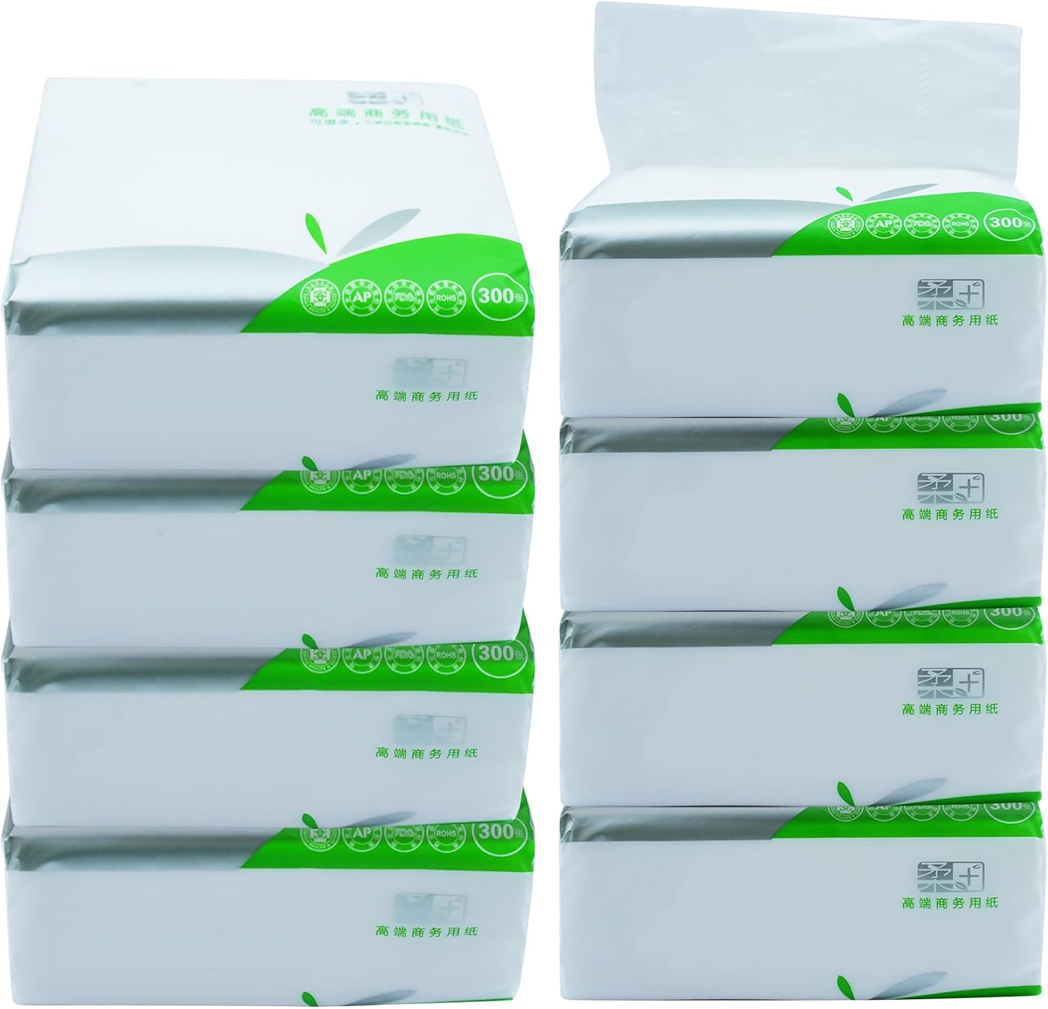 8 Packs Pocket Facial Tissues, Disposable Tissue Napkins, Travel Size Tissue Packs, 3-Ply, 300 Sheets per pack