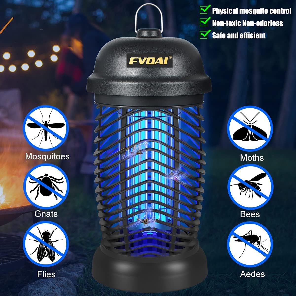 FVOAI Bug Zapper Outdoor, Electronic Mosquito Zapper Insect Trap for Outdoor and Indoor, Mosquito Killer Fly Trap for Patio : Garden & Outdoor