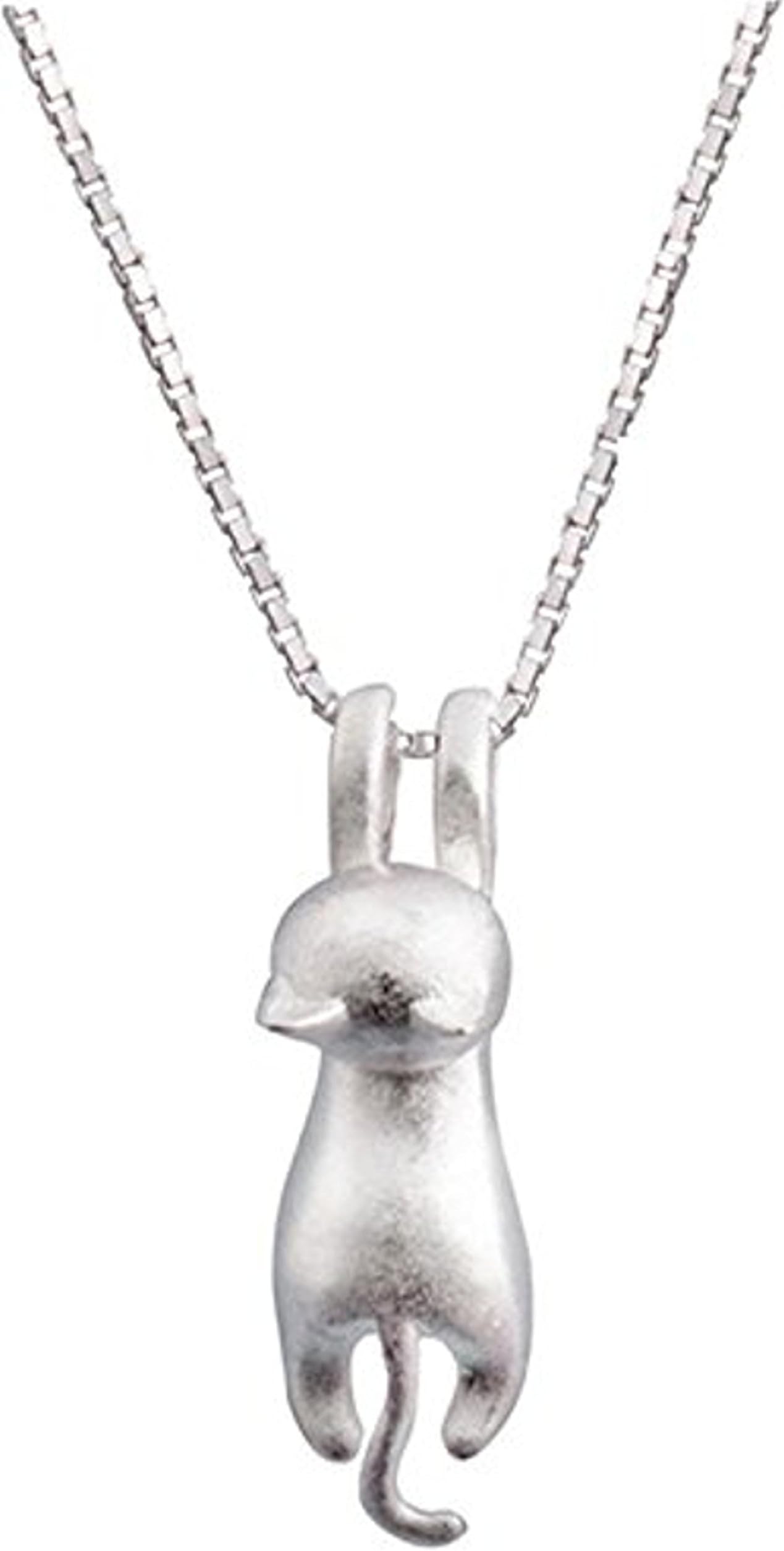 Cute Animals Club Silver Cat Necklace - Sterling Silver Necklace for Women, Sterling Silver Necklace with Pendant, Pendant Necklace for Women, Sterling Silver Pendant Necklace, Cute Necklace for Women